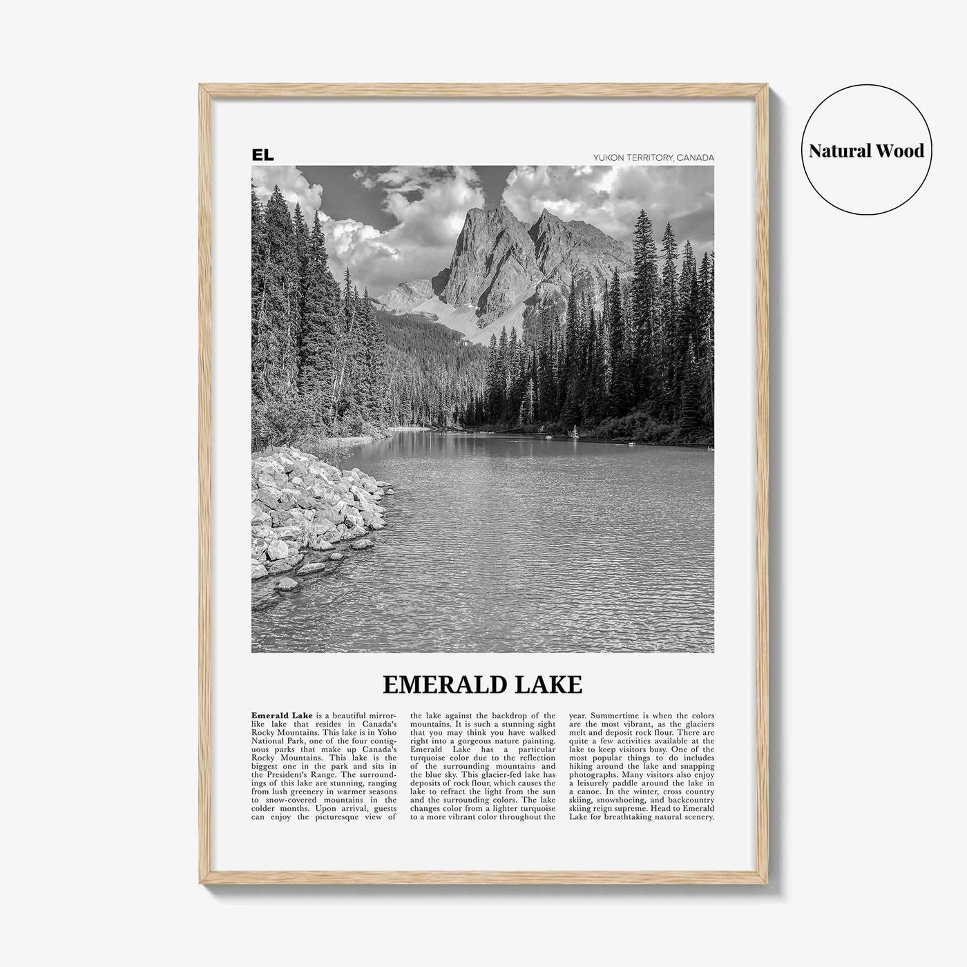 Emerald Lake Print Black and White, Emerald Lake Wall Art, Emerald Lake Poster, Emerald Lake Photo, Emerald Décor, Yukon Territory, Canada