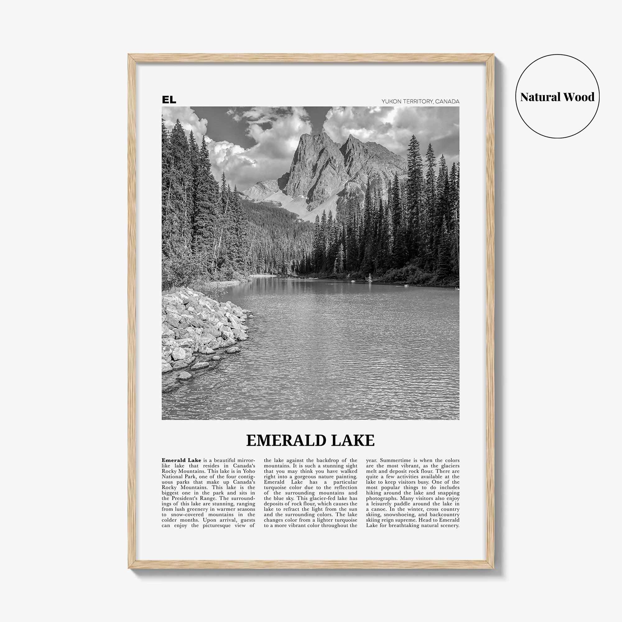 Emerald Lake Print Black and White, Emerald Lake Wall Art, Emerald Lake Poster, Emerald Lake Photo, Emerald Décor, Yukon Territory, Canada