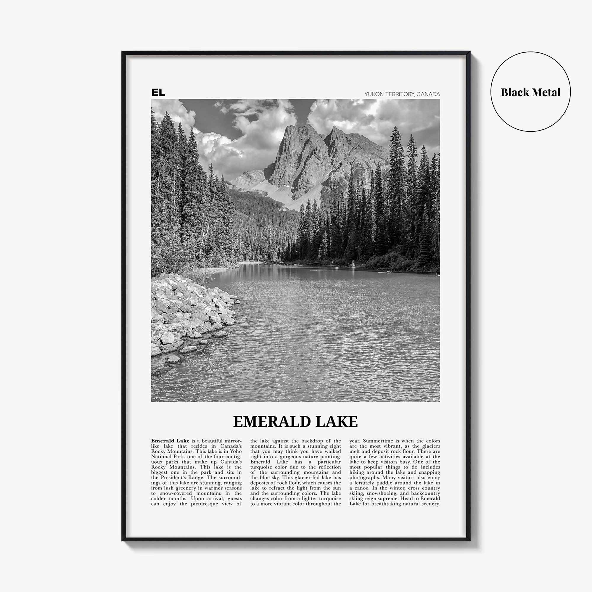 Emerald Lake Print Black and White, Emerald Lake Wall Art, Emerald Lake Poster, Emerald Lake Photo, Emerald Décor, Yukon Territory, Canada