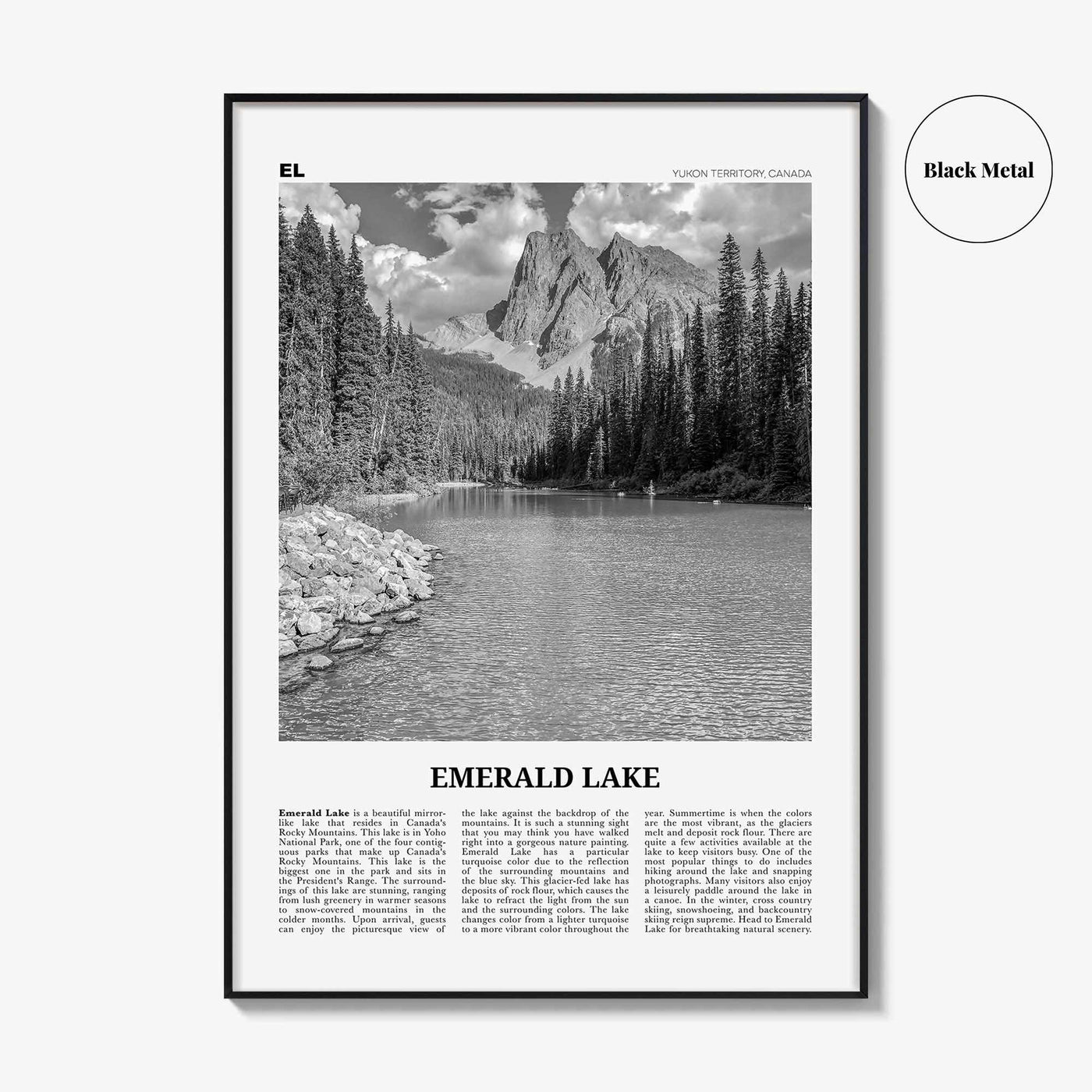Emerald Lake Print Black and White, Emerald Lake Wall Art, Emerald Lake Poster, Emerald Lake Photo, Emerald Décor, Yukon Territory, Canada