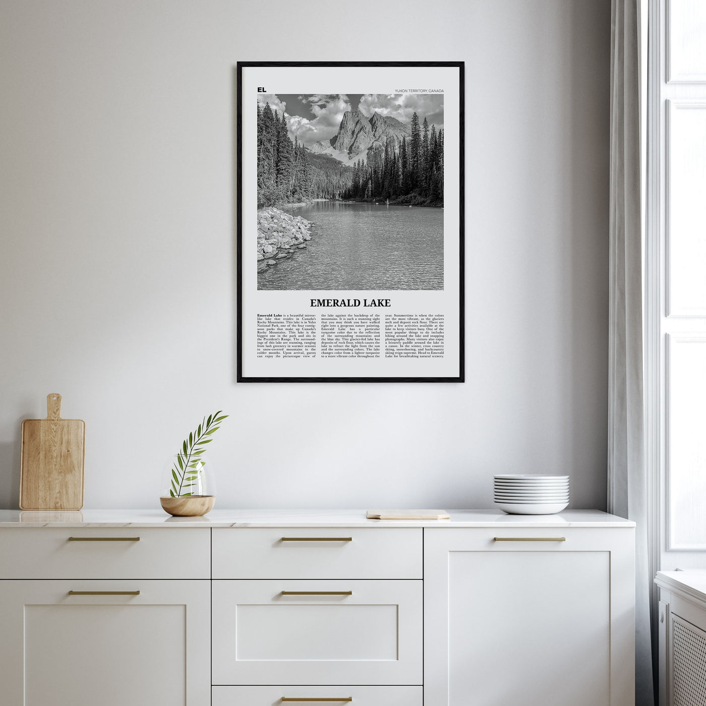 Emerald Lake Travel B&W Poster