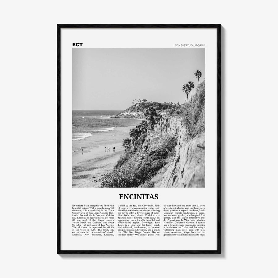 Encinitas Print Black and White No 1, Encinitas Wall Art, Encinitas Poster, San Diego Poster Print, California, USA, United States