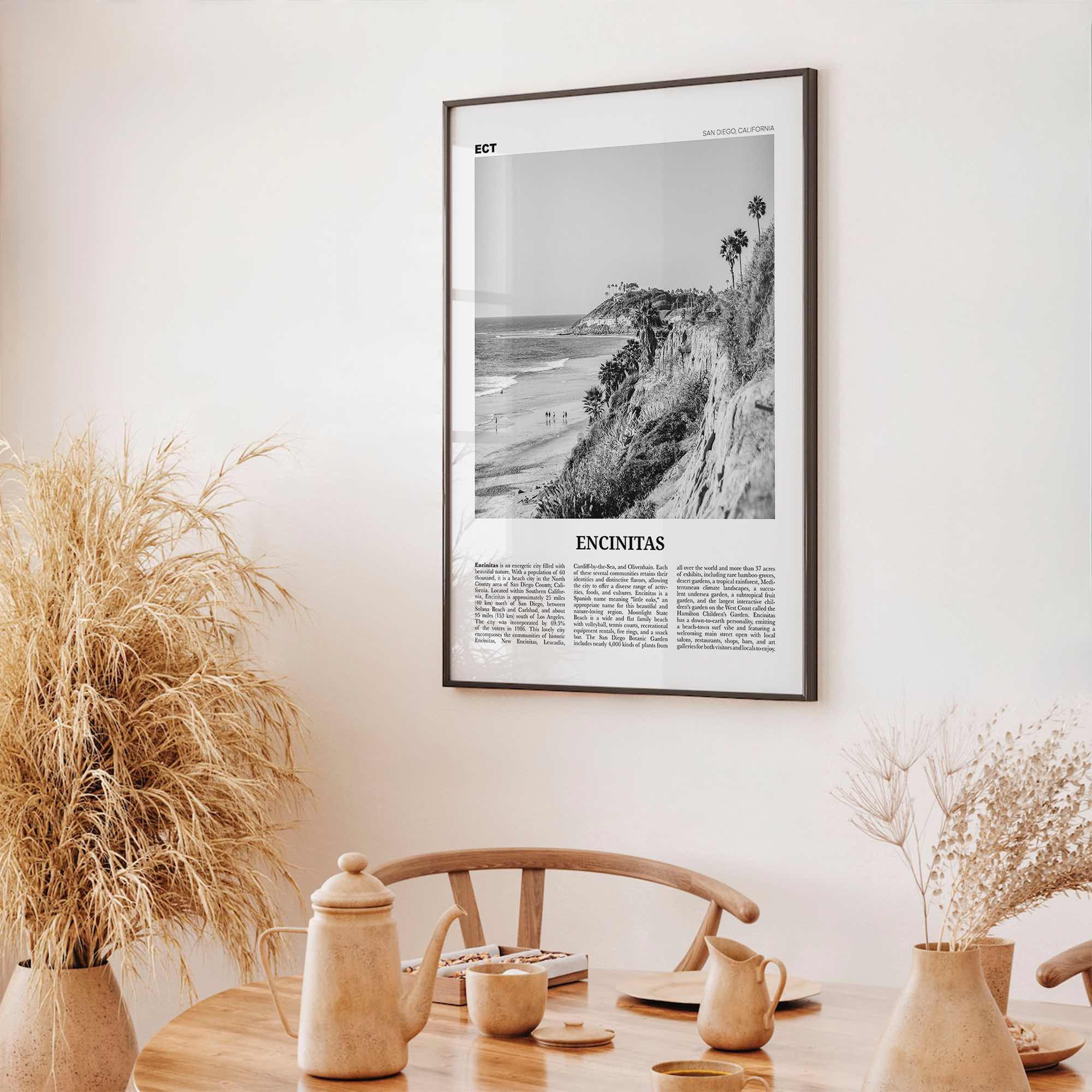 Encinitas Print Black and White No 1, Encinitas Wall Art, Encinitas Poster, San Diego Poster Print, California, USA, United States