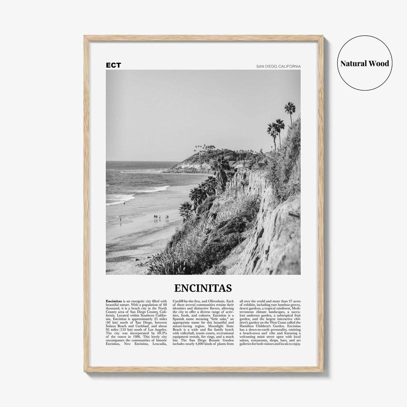 Encinitas Print Black and White No 1, Encinitas Wall Art, Encinitas Poster, San Diego Poster Print, California, USA, United States