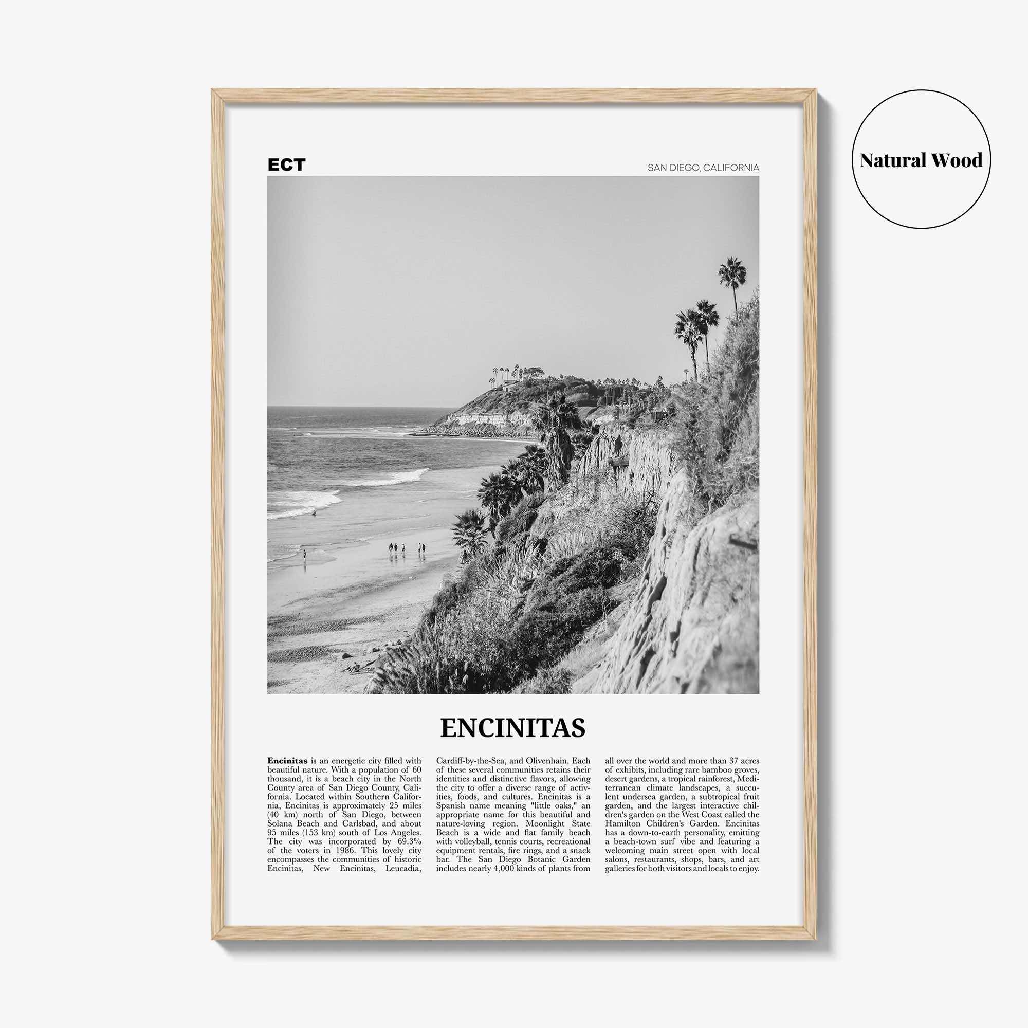 Encinitas Print Black and White No 1, Encinitas Wall Art, Encinitas Poster, San Diego Poster Print, California, USA, United States