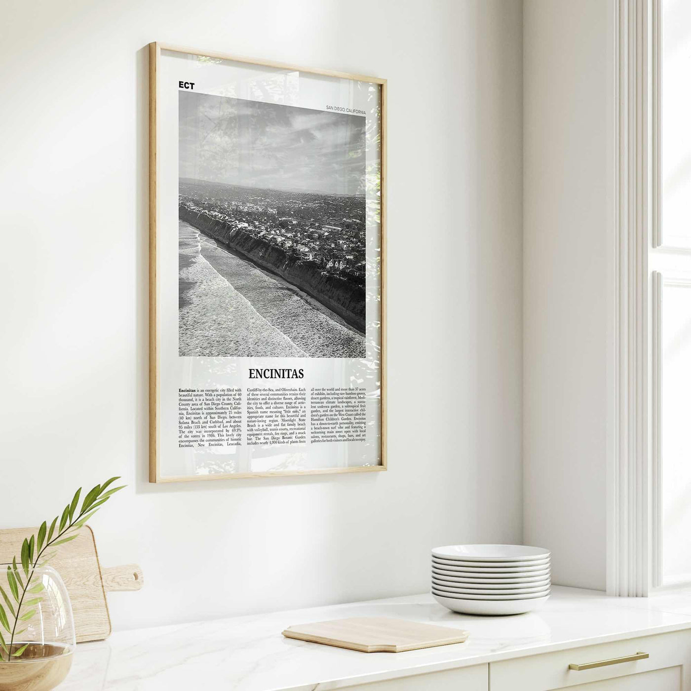 Encinitas Print Black and White No 2, Encinitas Wall Art, Encinitas Poster, San Diego Poster Print, California, USA, United States