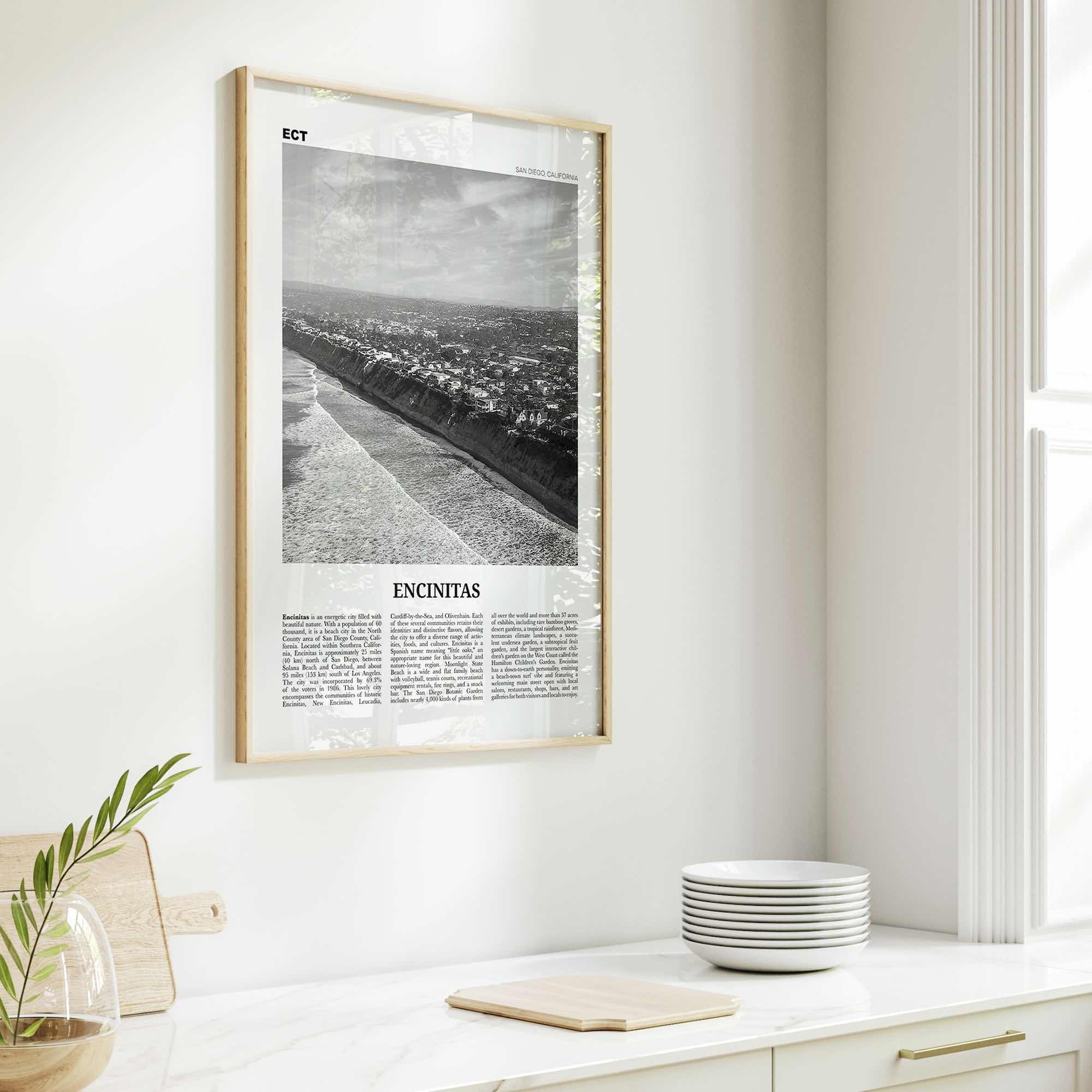 Encinitas Print Black and White No 2, Encinitas Wall Art, Encinitas Poster, San Diego Poster Print, California, USA, United States