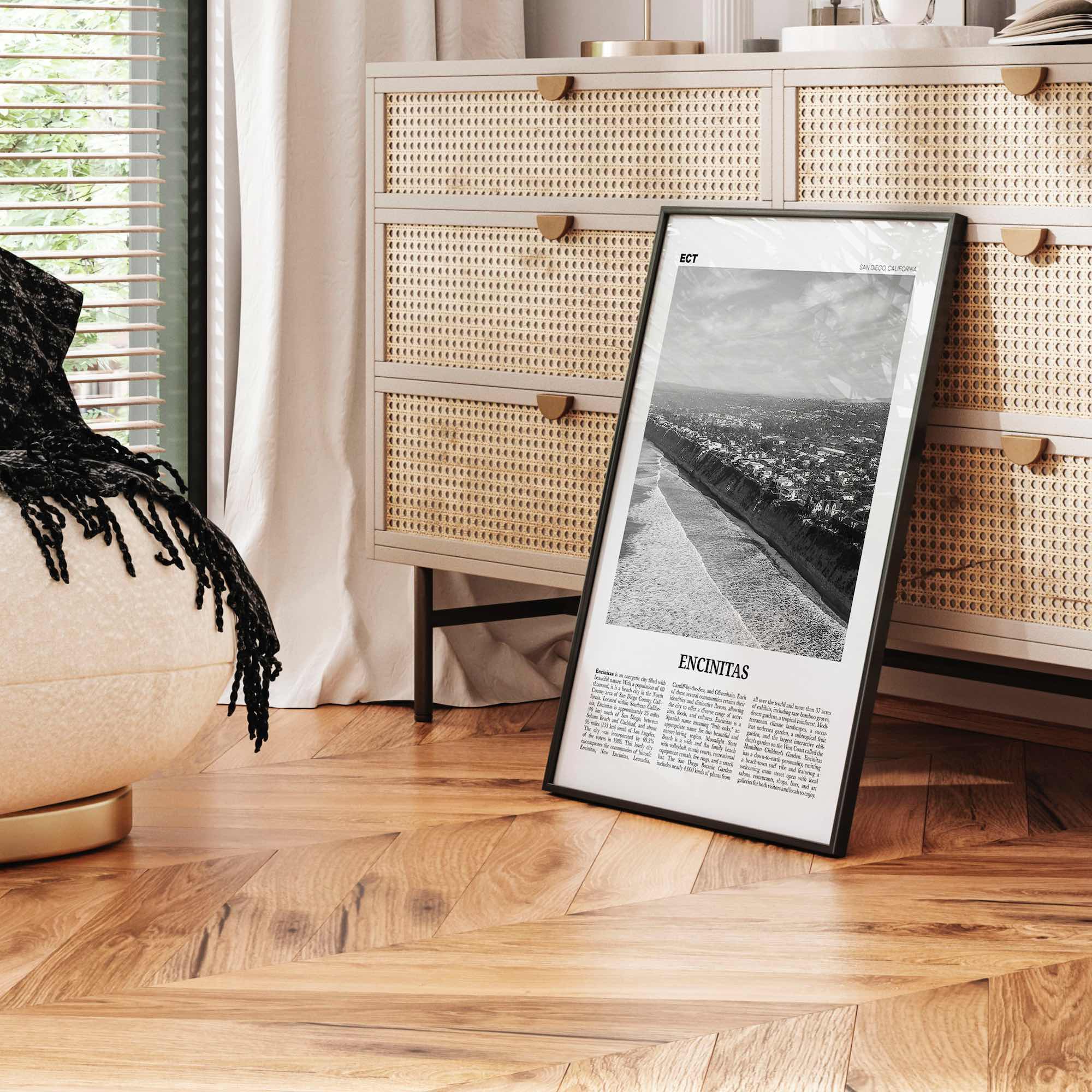 Encinitas Print Black and White No 2, Encinitas Wall Art, Encinitas Poster, San Diego Poster Print, California, USA, United States