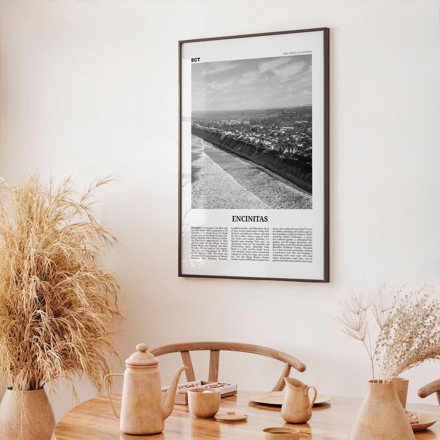 Encinitas Print Black and White No 2, Encinitas Wall Art, Encinitas Poster, San Diego Poster Print, California, USA, United States