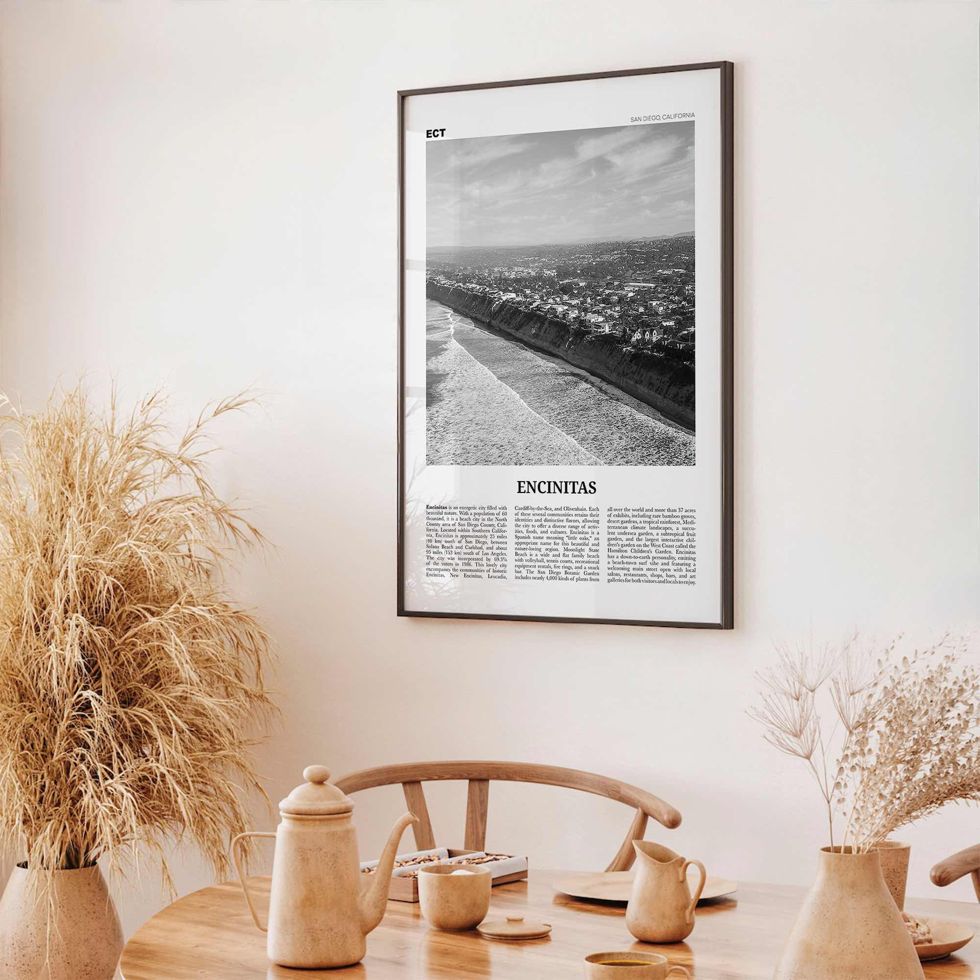 Encinitas Print Black and White No 2, Encinitas Wall Art, Encinitas Poster, San Diego Poster Print, California, USA, United States