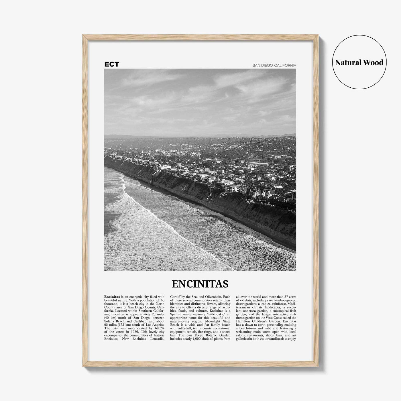 Encinitas Print Black and White No 2, Encinitas Wall Art, Encinitas Poster, San Diego Poster Print, California, USA, United States