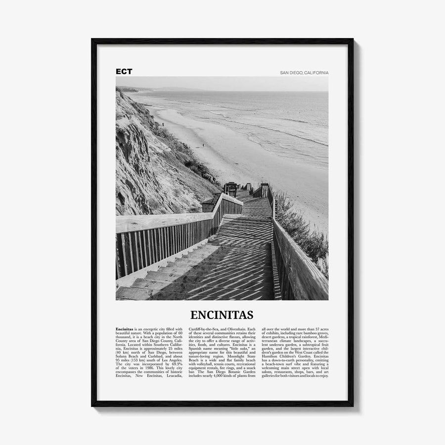 Encinitas Print Black and White No 3, Encinitas Wall Art, Encinitas Poster, San Diego Poster Print, California, USA, United States