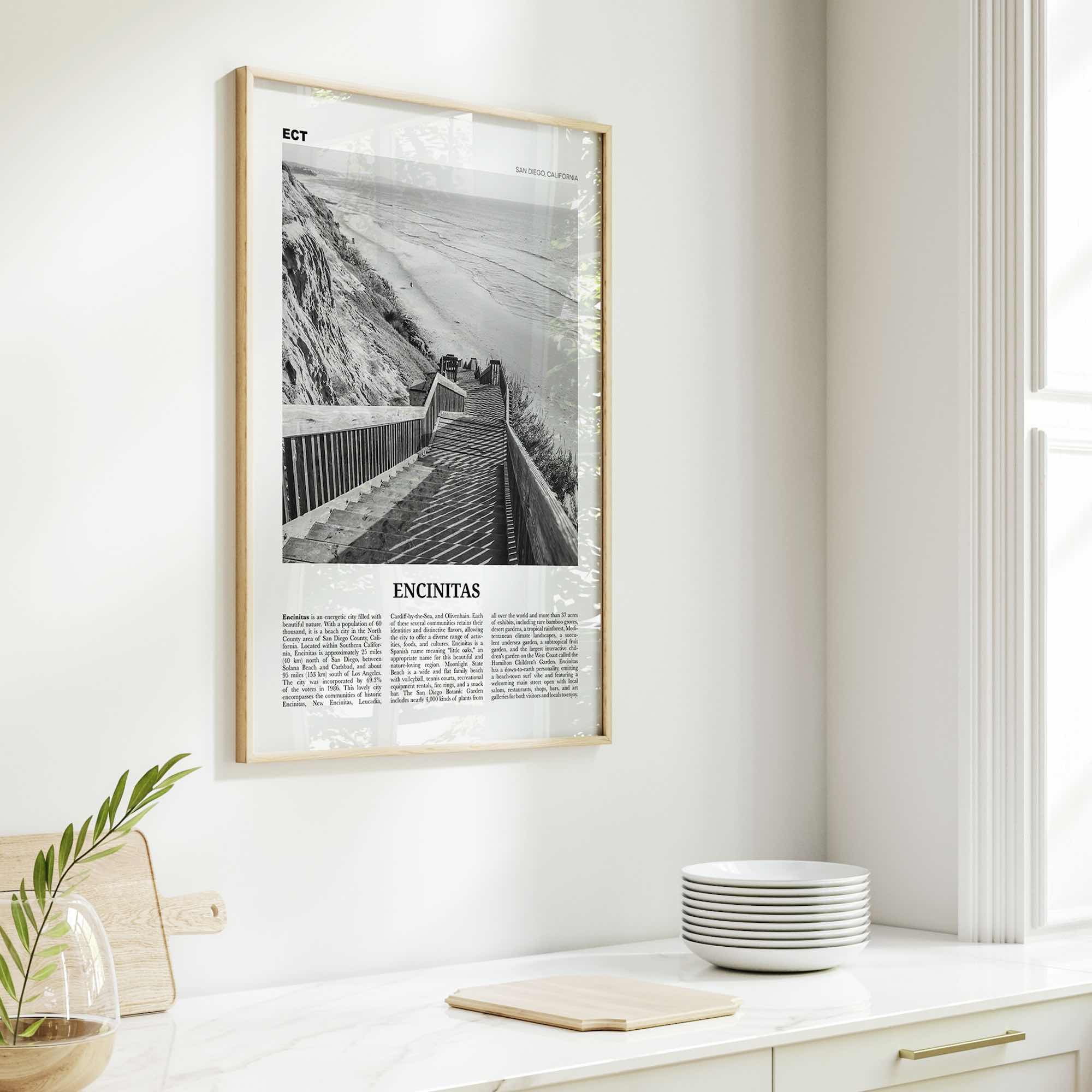 Encinitas Print Black and White No 3, Encinitas Wall Art, Encinitas Poster, San Diego Poster Print, California, USA, United States