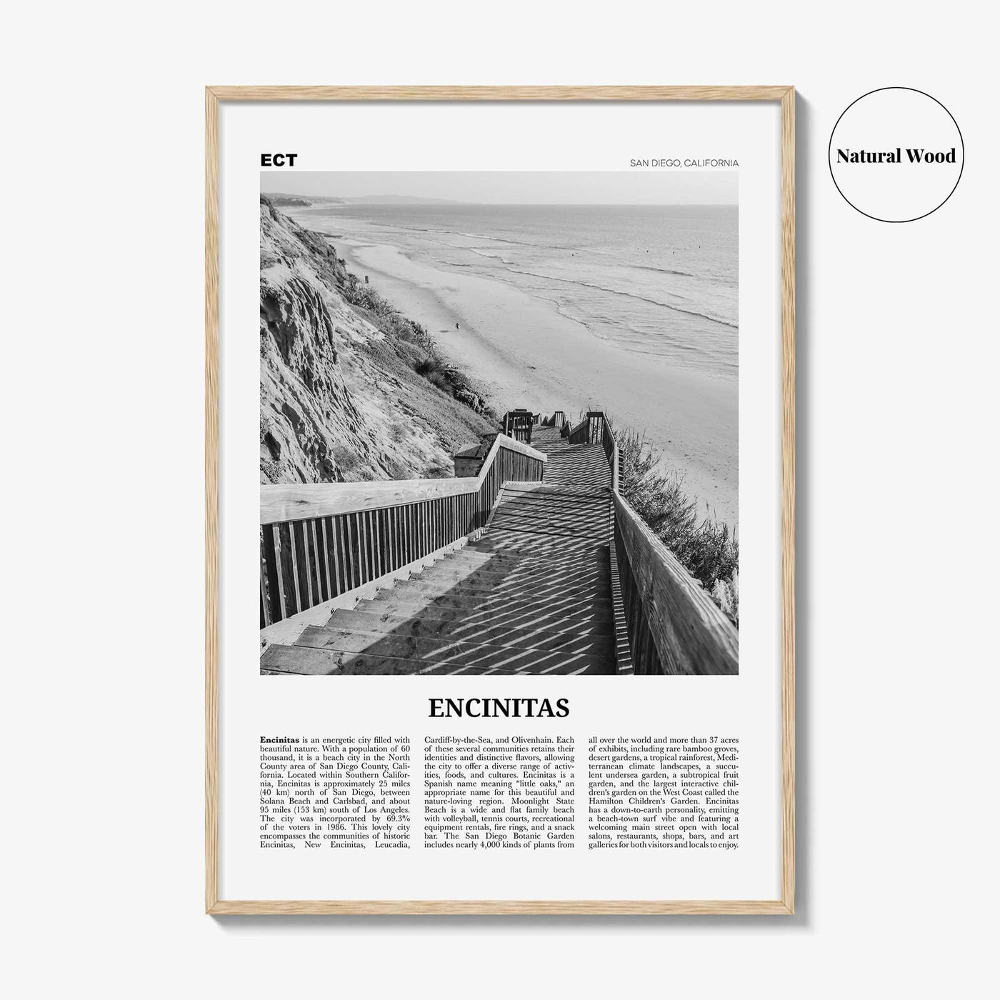 Encinitas Print Black and White No 3, Encinitas Wall Art, Encinitas Poster, San Diego Poster Print, California, USA, United States