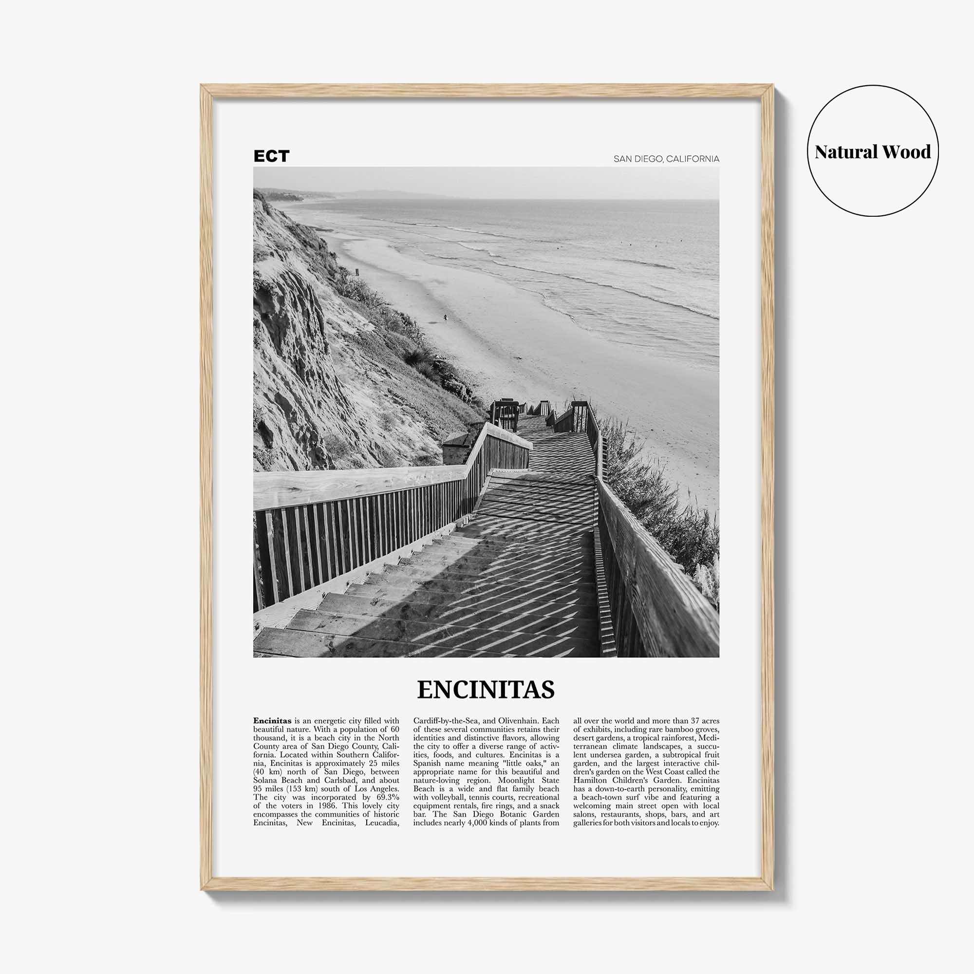 Encinitas Print Black and White No 3, Encinitas Wall Art, Encinitas Poster, San Diego Poster Print, California, USA, United States