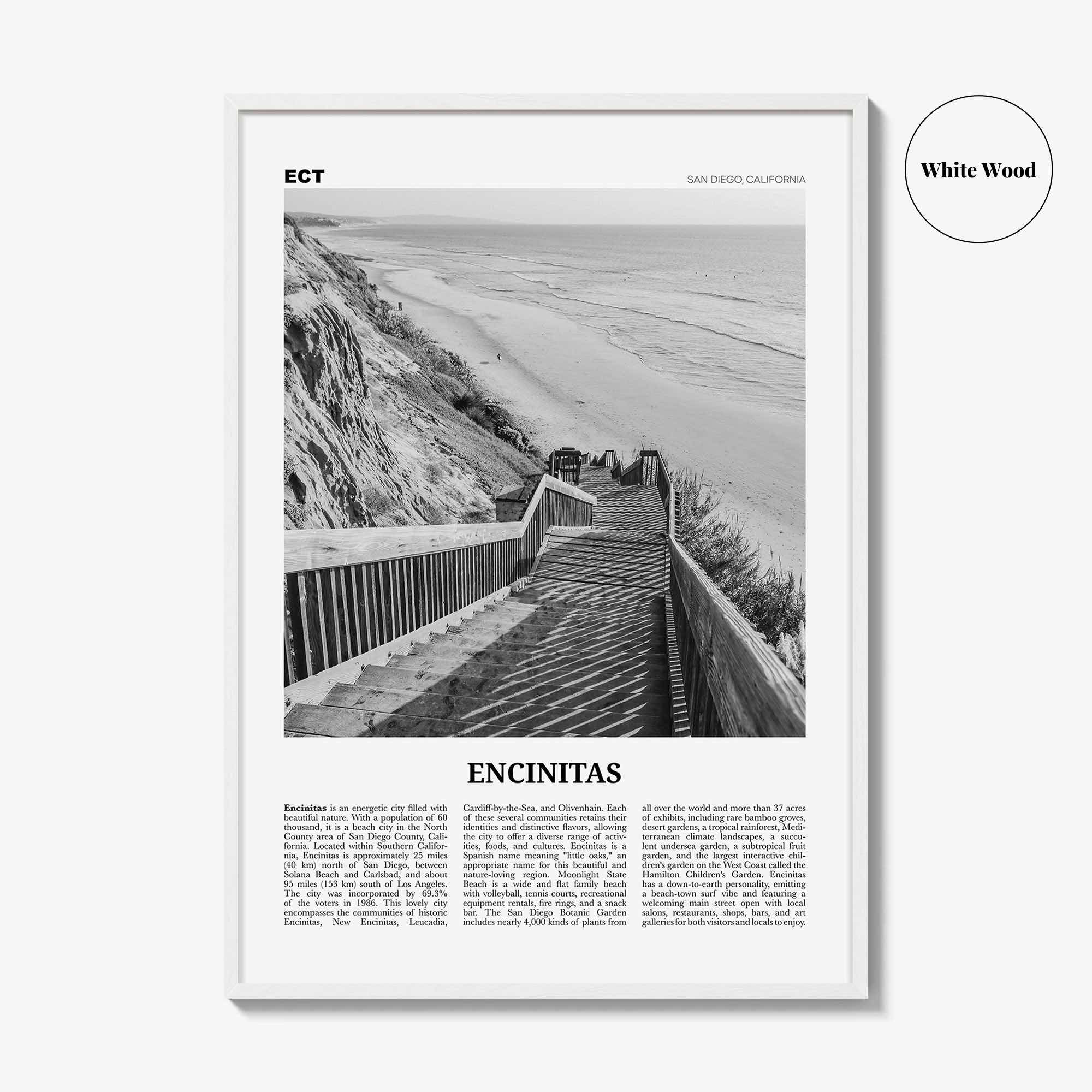 Encinitas Print Black and White No 3, Encinitas Wall Art, Encinitas Poster, San Diego Poster Print, California, USA, United States