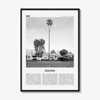 Encino Print Black and White, Encino Wall Art, Encino Poster, Encino Photo, Encino Wall Décor, Encino Map, California, USA