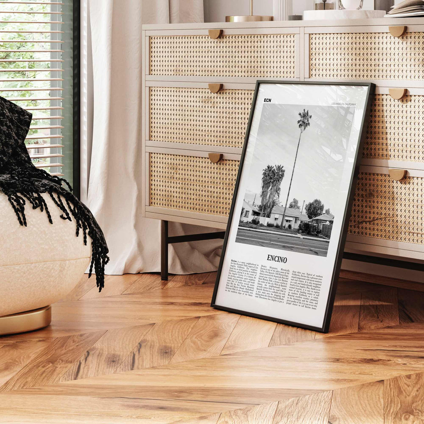 Encino Print Black and White, Encino Wall Art, Encino Poster, Encino Photo, Encino Wall Décor, Encino Map, California, USA