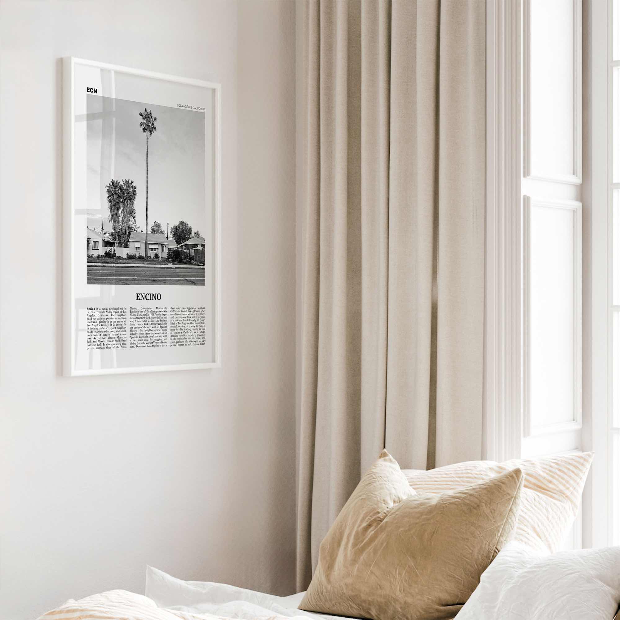 Encino Print Black and White, Encino Wall Art, Encino Poster, Encino Photo, Encino Wall Décor, Encino Map, California, USA