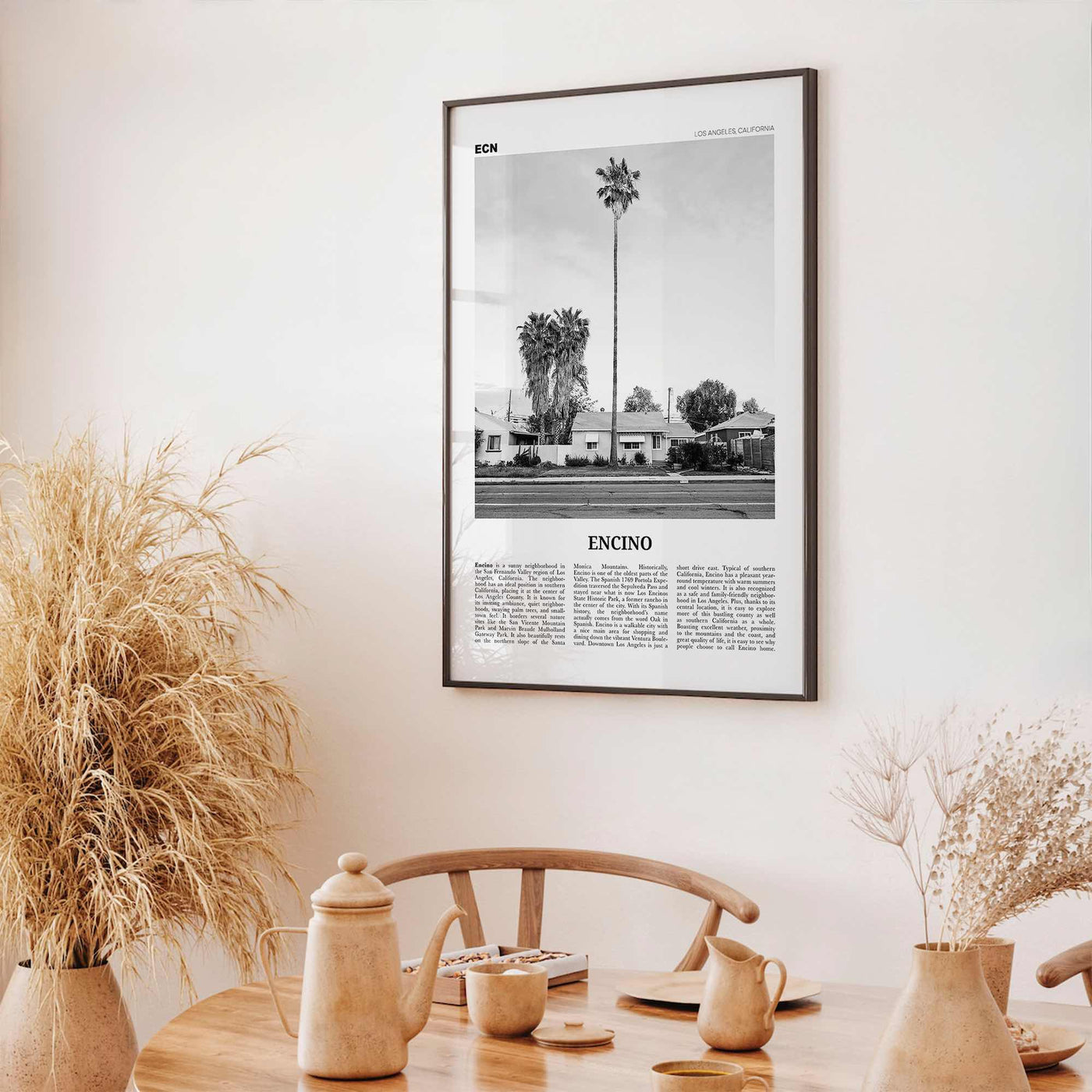 Encino Print Black and White, Encino Wall Art, Encino Poster, Encino Photo, Encino Wall Décor, Encino Map, California, USA