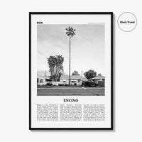 Encino Print Black and White, Encino Wall Art, Encino Poster, Encino Photo, Encino Wall Décor, Encino Map, California, USA