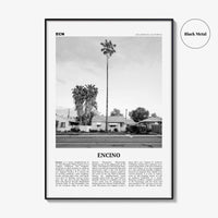 Encino Print Black and White, Encino Wall Art, Encino Poster, Encino Photo, Encino Wall Décor, Encino Map, California, USA