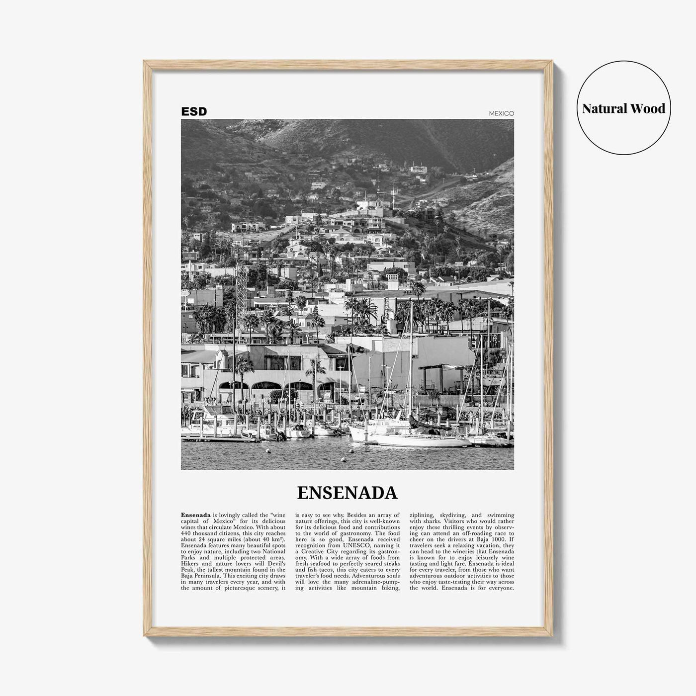 Ensenada Print Black and White, Ensenada Wall Art, Ensenada Poster, Ensenada Photo, Ensenada Wall Décor, Ensenada Map, Mexico