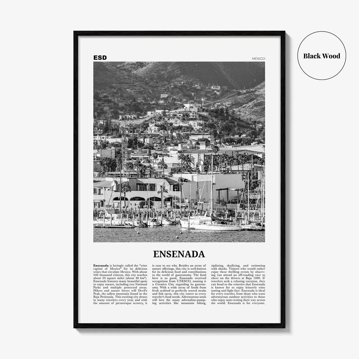 Ensenada Print Black and White, Ensenada Wall Art, Ensenada Poster, Ensenada Photo, Ensenada Wall Décor, Ensenada Map, Mexico