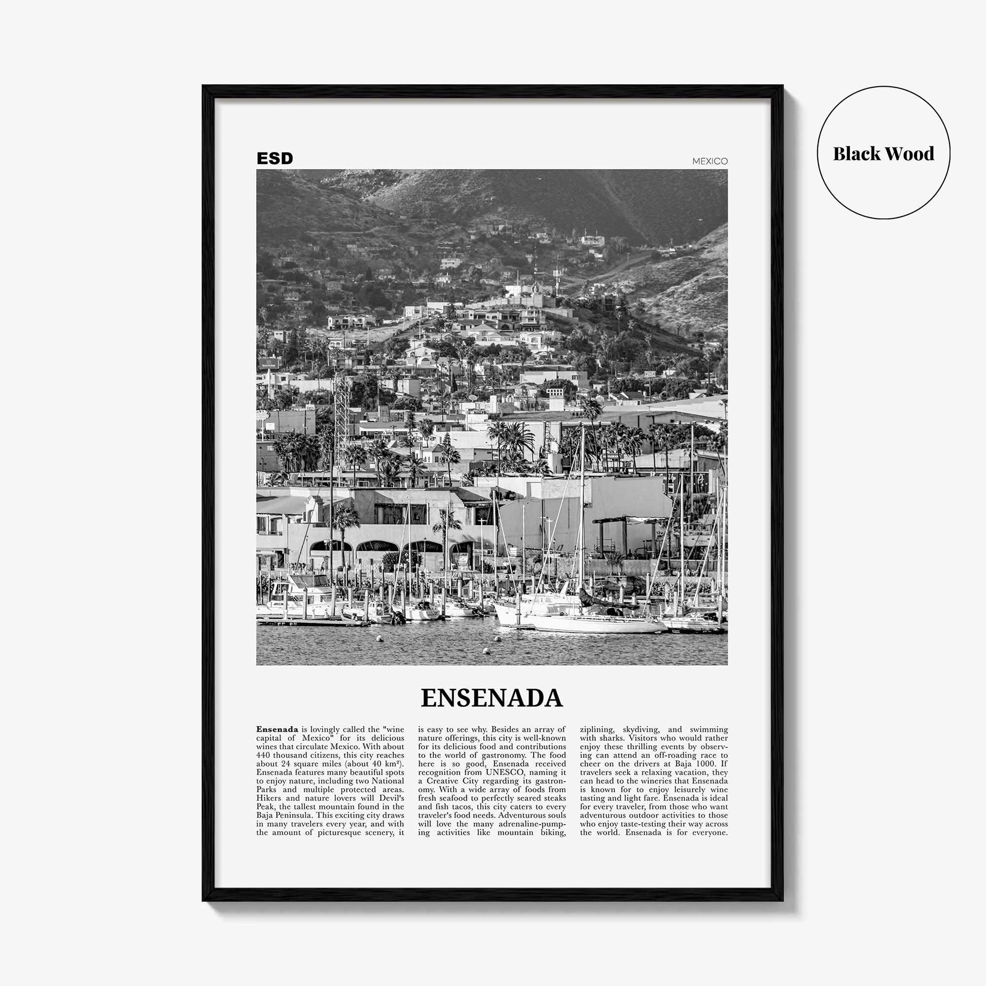 Ensenada Print Black and White, Ensenada Wall Art, Ensenada Poster, Ensenada Photo, Ensenada Wall Décor, Ensenada Map, Mexico