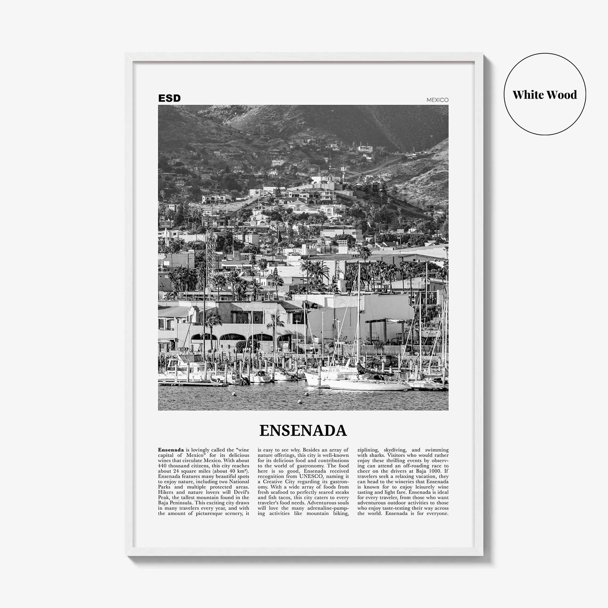Ensenada Print Black and White, Ensenada Wall Art, Ensenada Poster, Ensenada Photo, Ensenada Wall Décor, Ensenada Map, Mexico