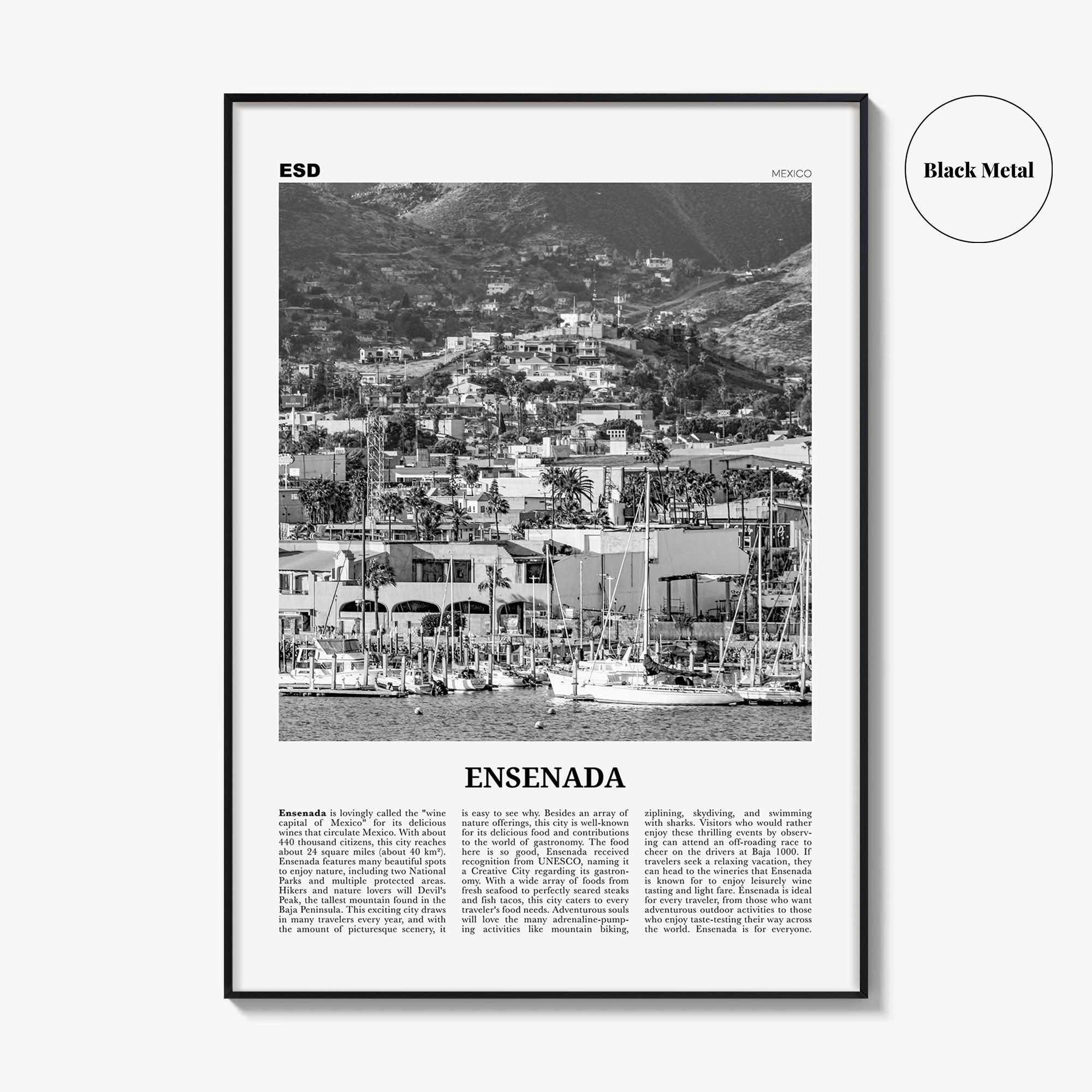 Ensenada Print Black and White, Ensenada Wall Art, Ensenada Poster, Ensenada Photo, Ensenada Wall Décor, Ensenada Map, Mexico