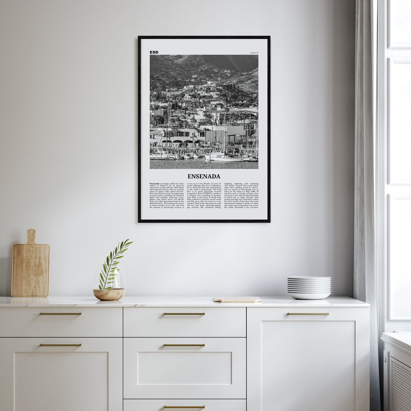 Ensenada Travel B&W Poster