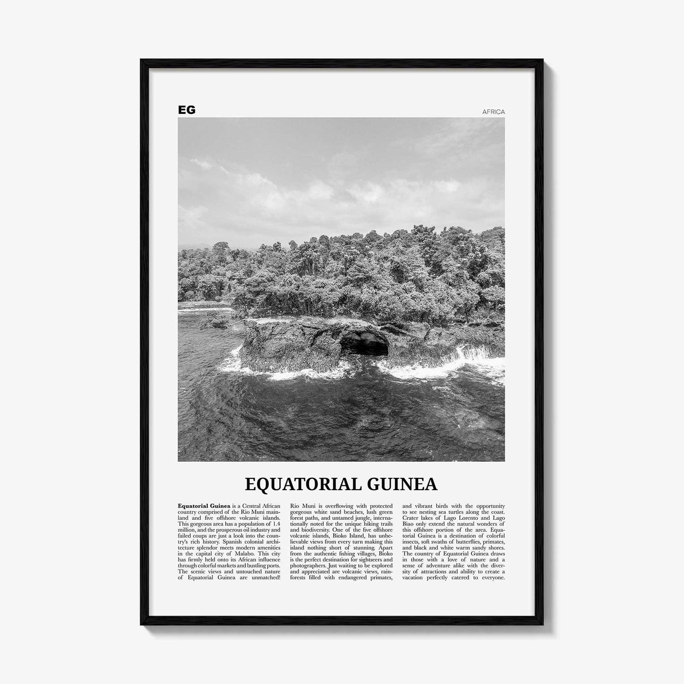 Equatorial Guinea Print Black and White, Equatorial Guinea Wall Art, Equatorial Guinea Poster, Equatorial Guinea Photo, Guinea Wall Decor