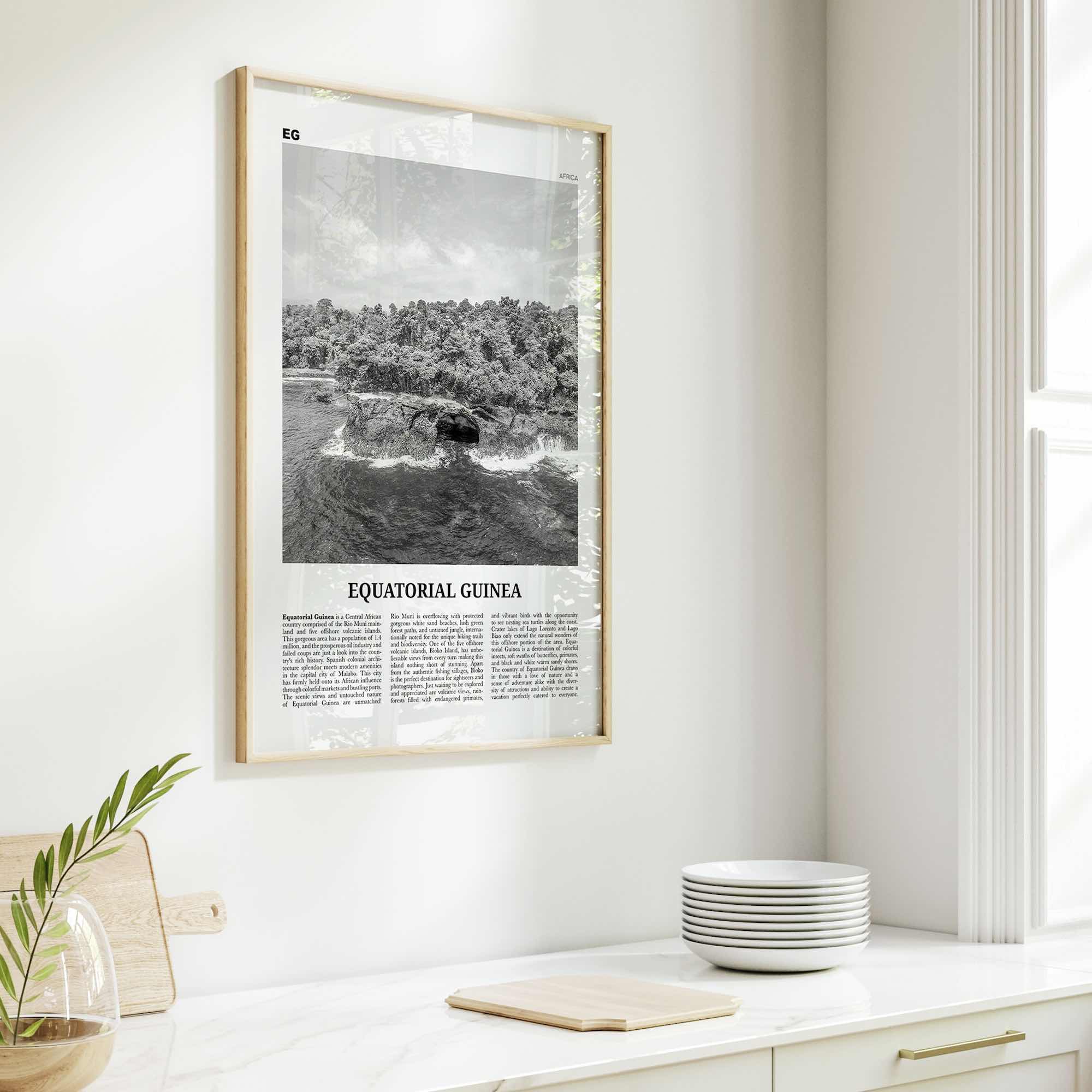 Equatorial Guinea Print Black and White, Equatorial Guinea Wall Art, Equatorial Guinea Poster, Equatorial Guinea Photo, Guinea Wall Decor