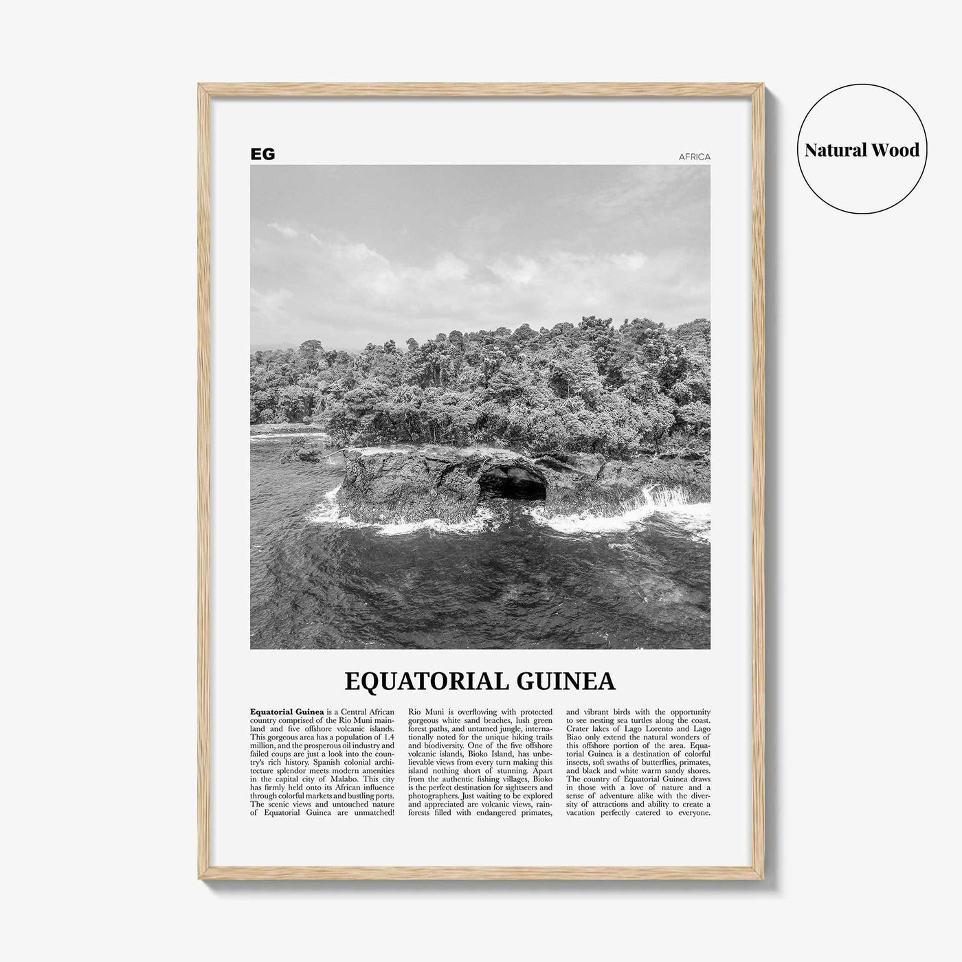 Equatorial Guinea Print Black and White, Equatorial Guinea Wall Art, Equatorial Guinea Poster, Equatorial Guinea Photo, Guinea Wall Decor