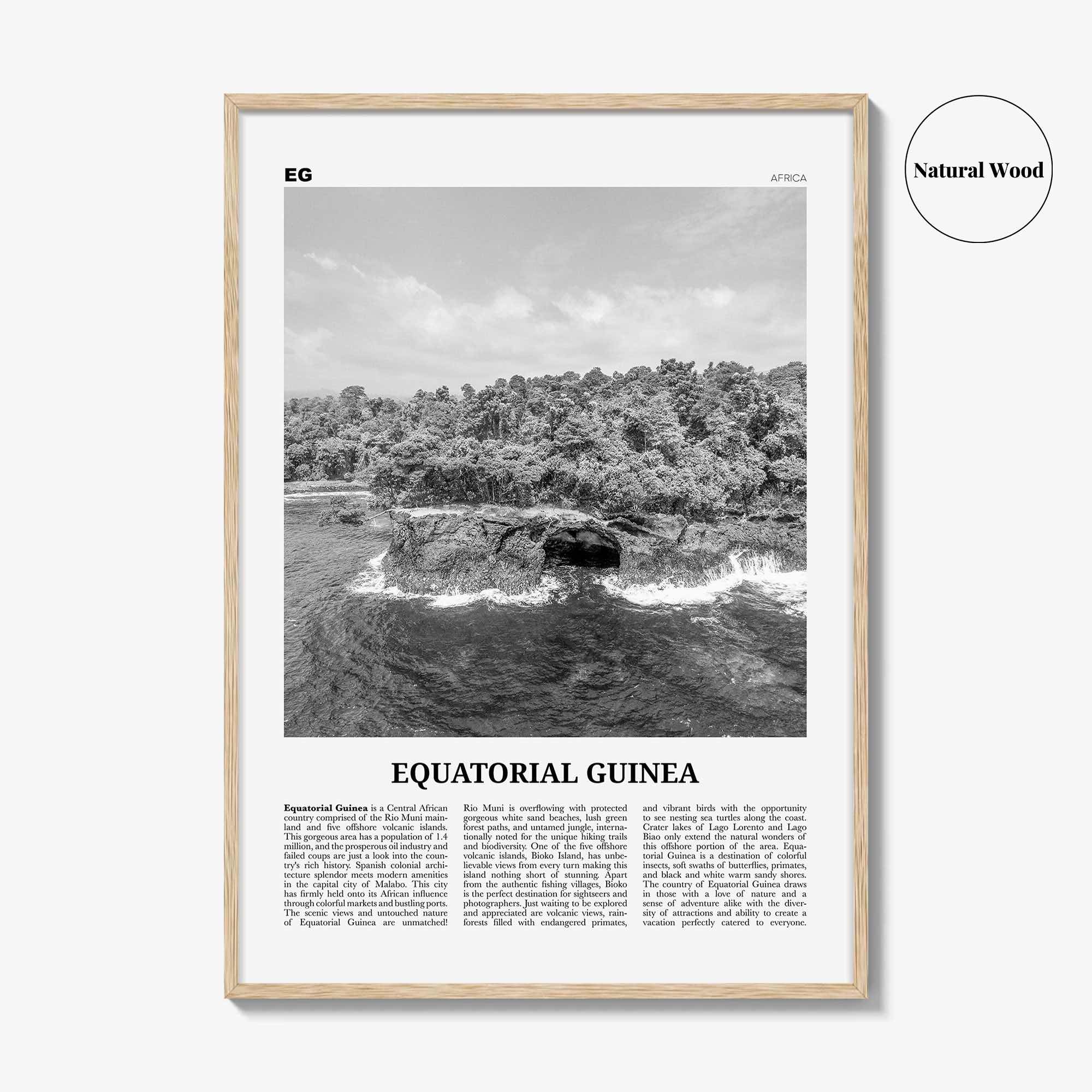 Equatorial Guinea Print Black and White, Equatorial Guinea Wall Art, Equatorial Guinea Poster, Equatorial Guinea Photo, Guinea Wall Decor