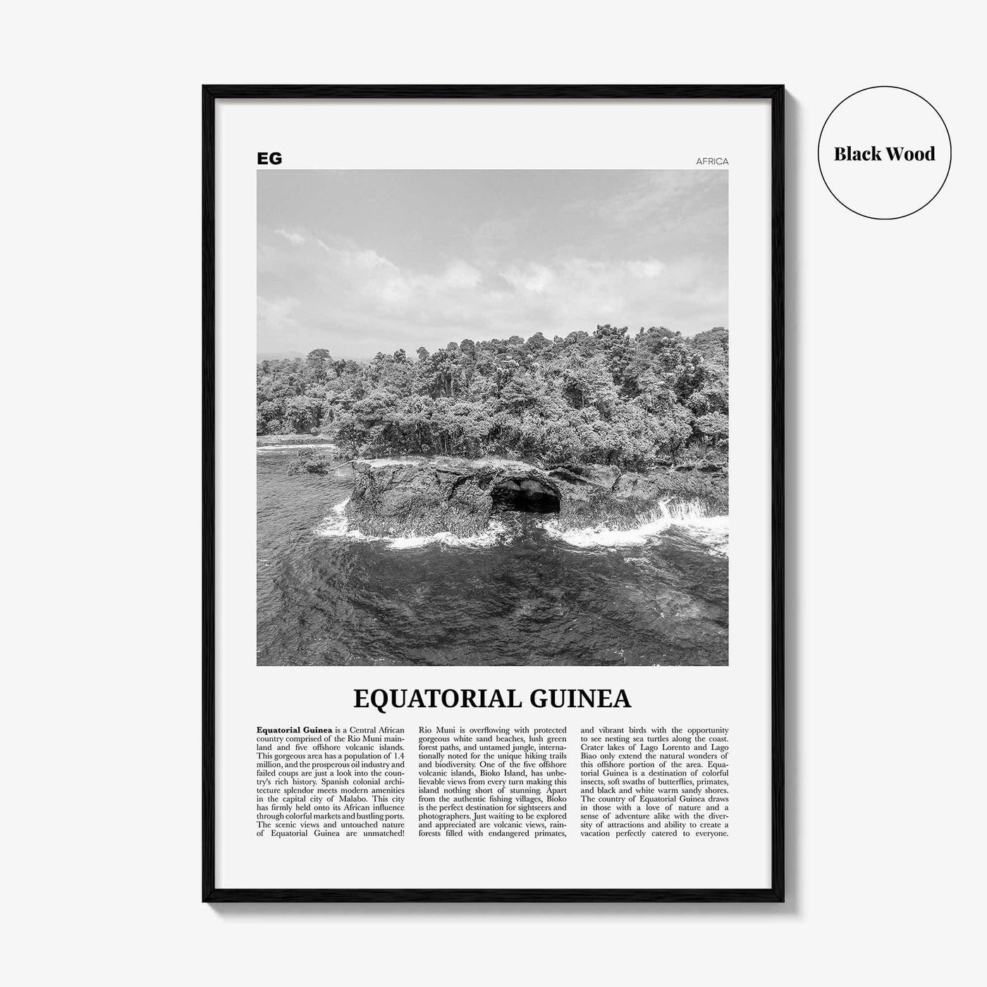 Equatorial Guinea Print Black and White, Equatorial Guinea Wall Art, Equatorial Guinea Poster, Equatorial Guinea Photo, Guinea Wall Decor