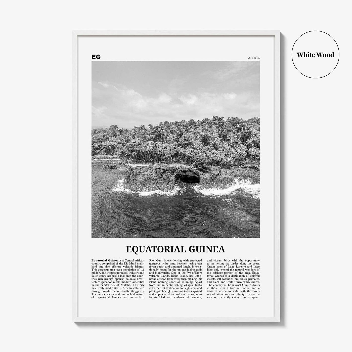 Equatorial Guinea Print Black and White, Equatorial Guinea Wall Art, Equatorial Guinea Poster, Equatorial Guinea Photo, Guinea Wall Decor