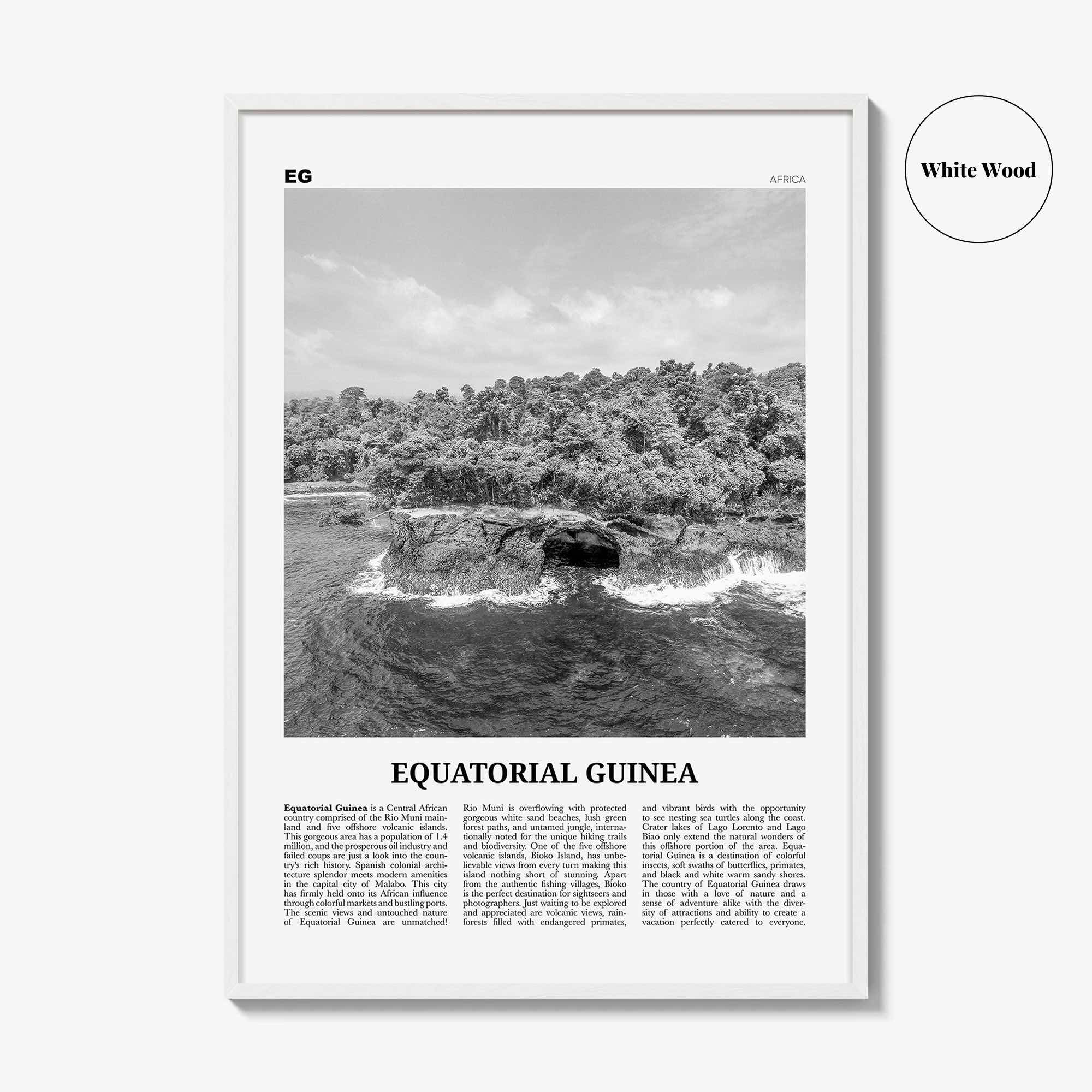Equatorial Guinea Print Black and White, Equatorial Guinea Wall Art, Equatorial Guinea Poster, Equatorial Guinea Photo, Guinea Wall Decor