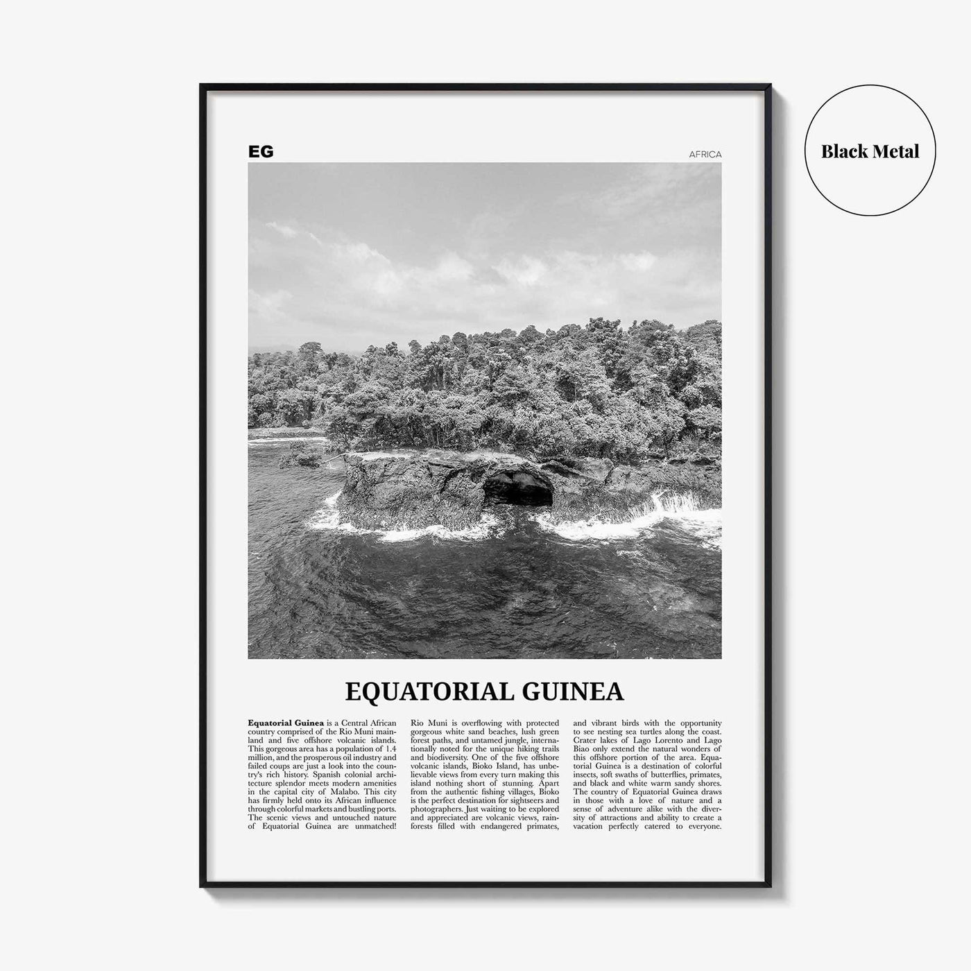 Equatorial Guinea Print Black and White, Equatorial Guinea Wall Art, Equatorial Guinea Poster, Equatorial Guinea Photo, Guinea Wall Decor