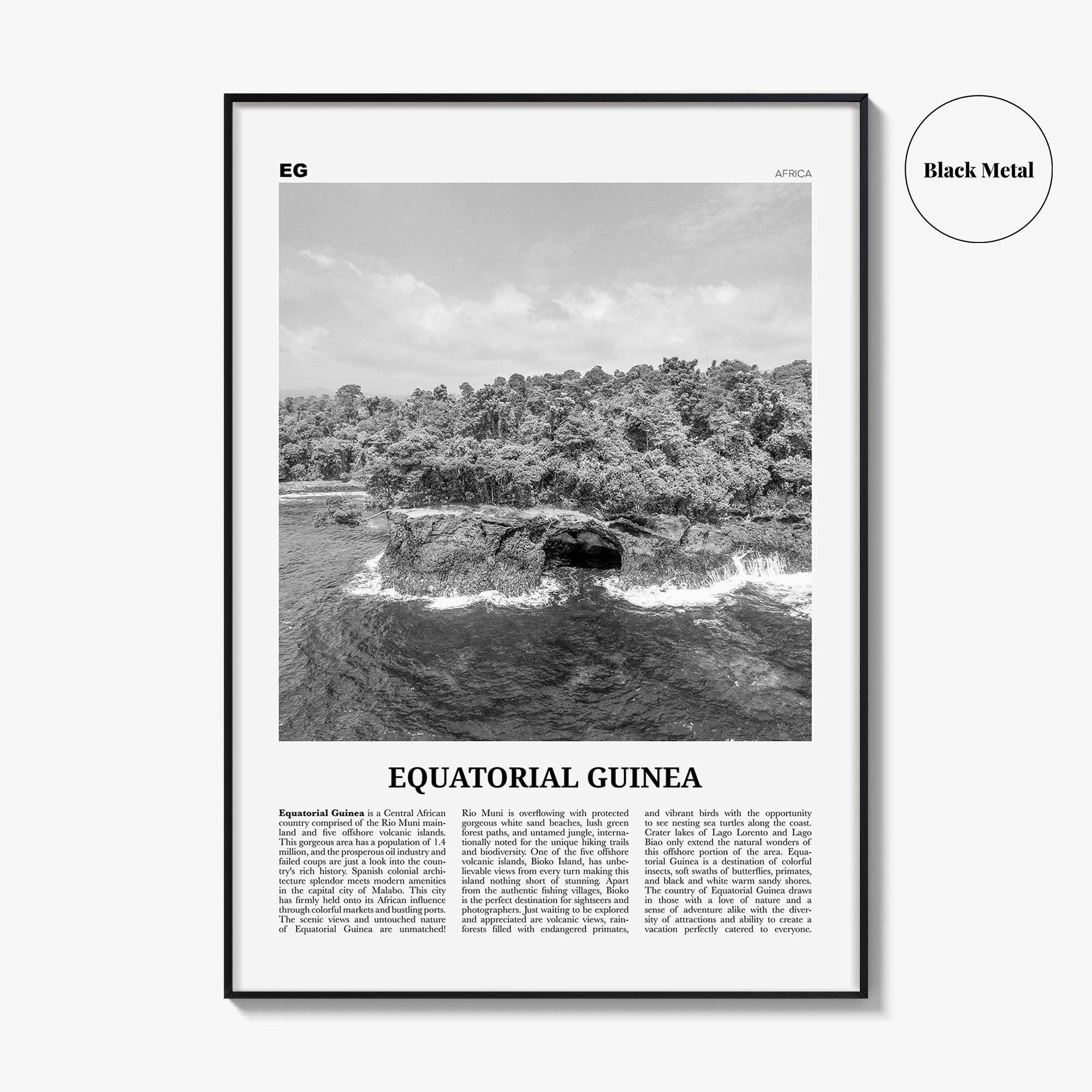 Equatorial Guinea Print Black and White, Equatorial Guinea Wall Art, Equatorial Guinea Poster, Equatorial Guinea Photo, Guinea Wall Decor