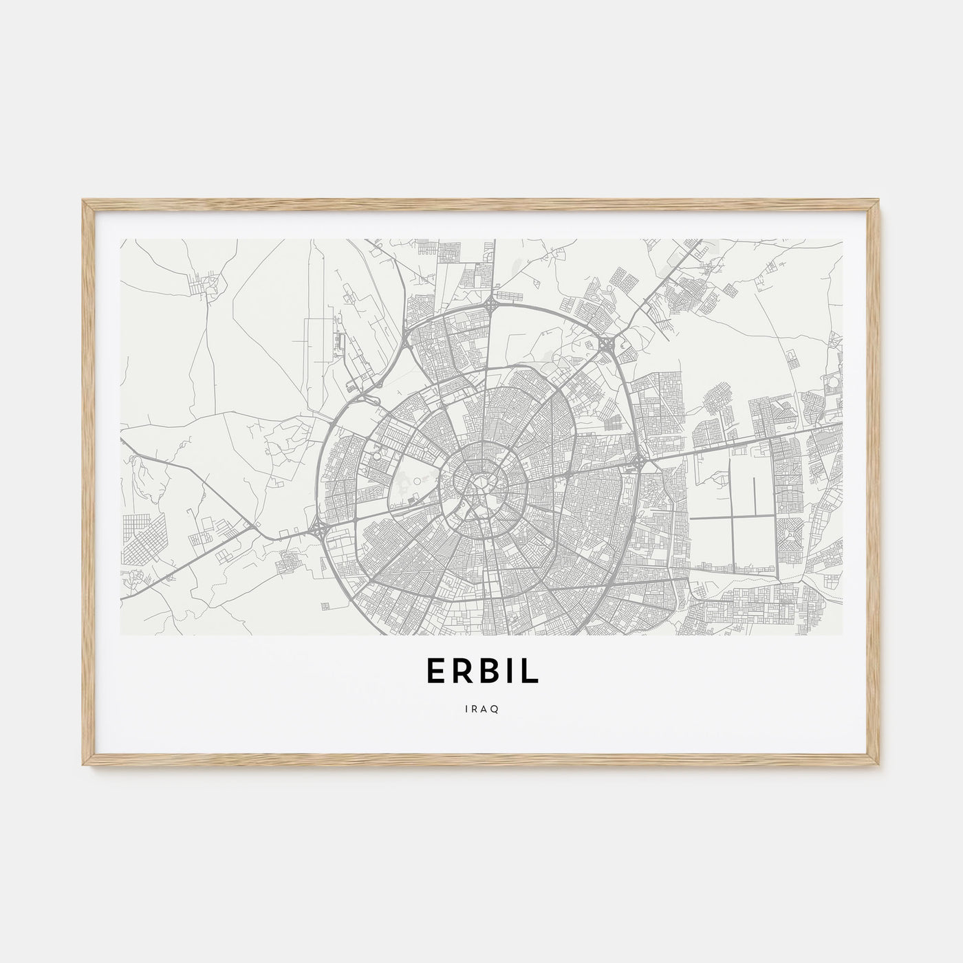 Erbil Map Landscape Poster