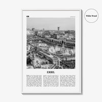 Erbil Print Black and White, Erbil Wall Art, Erbil Poster, Erbil Photo, Erbil Wall Décor, Erbil Map, Kurdistan