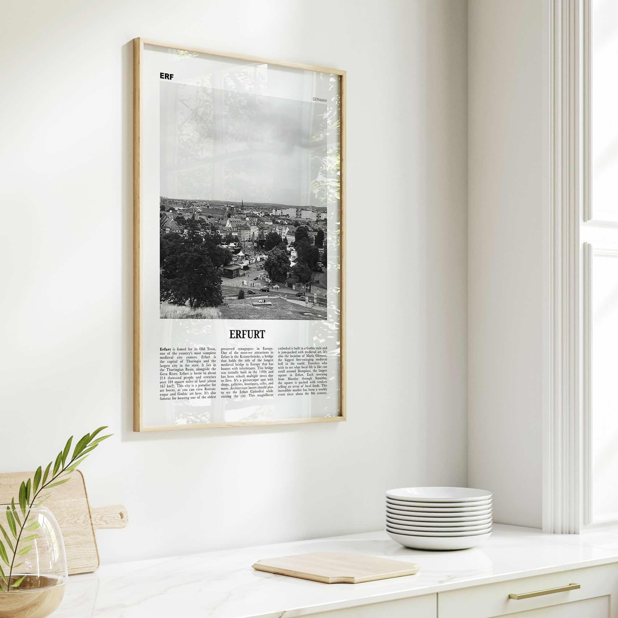 Erfurt Print Black and White, Erfurt Wall Art, Erfurt Poster, Erfurt Photo, Erfurt Wall Décor, Erfurt Map, Germany