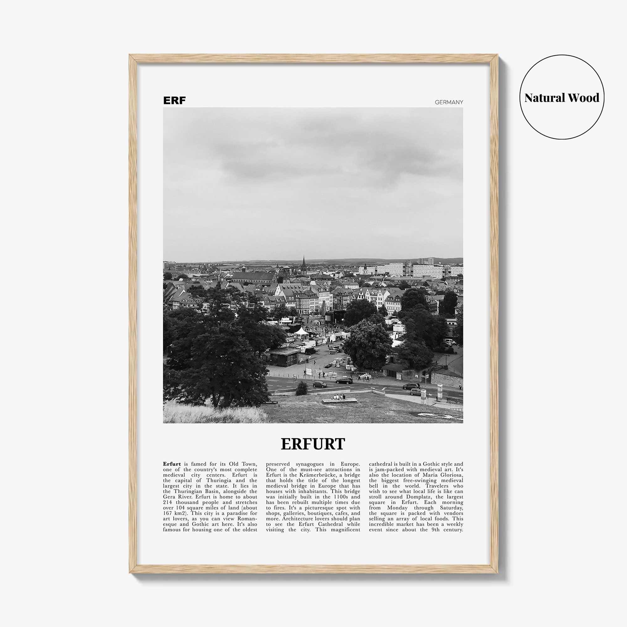 Erfurt Print Black and White, Erfurt Wall Art, Erfurt Poster, Erfurt Photo, Erfurt Wall Décor, Erfurt Map, Germany