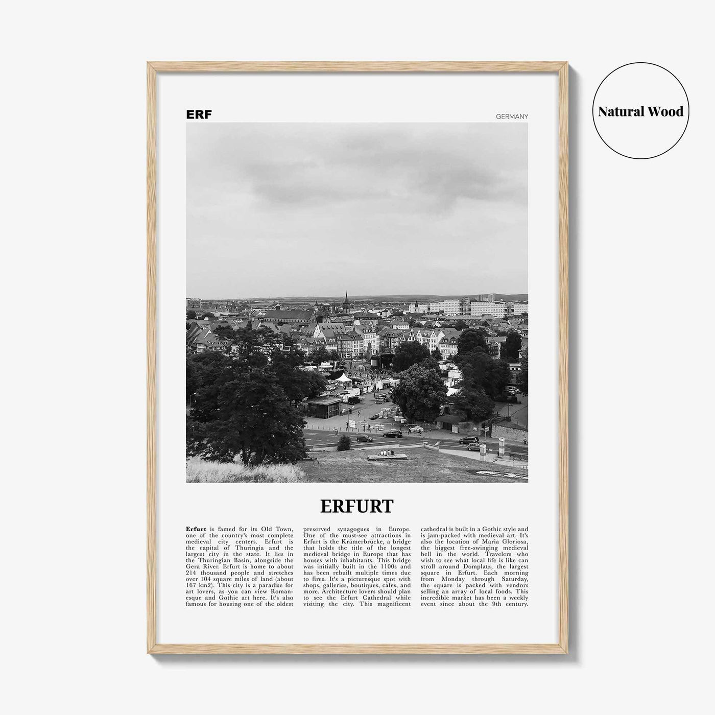 Erfurt Print Black and White, Erfurt Wall Art, Erfurt Poster, Erfurt Photo, Erfurt Wall Décor, Erfurt Map, Germany