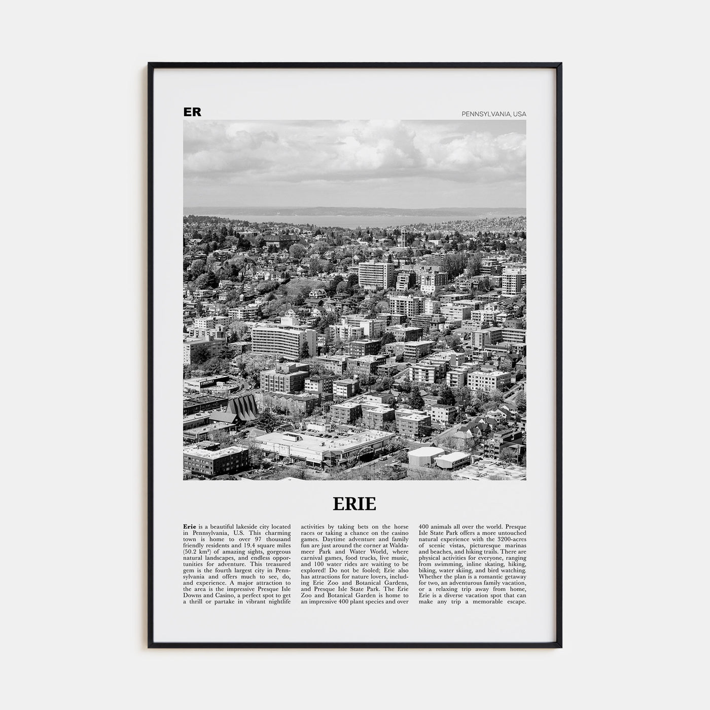 Erie Travel B&W Poster