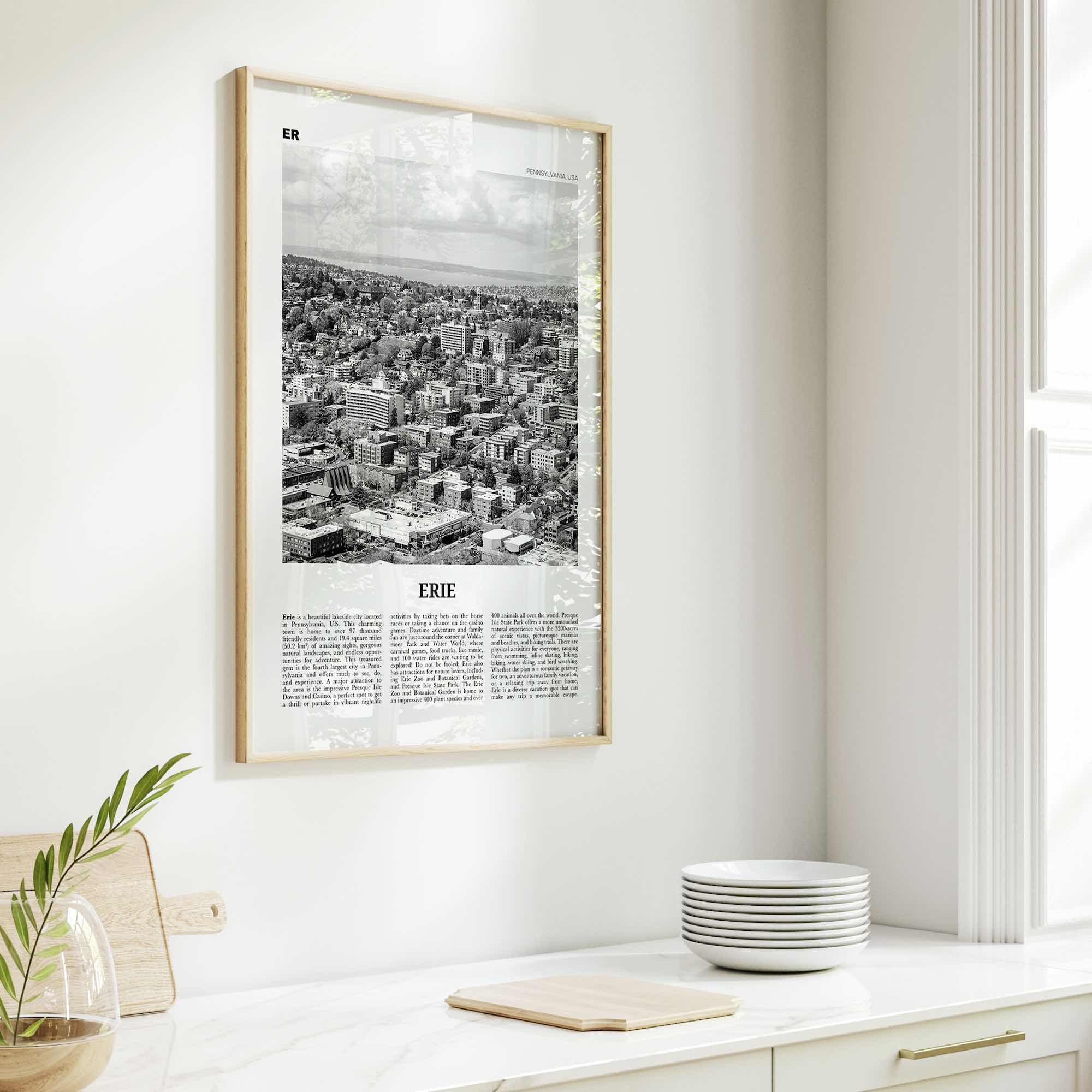 Erie Print Black and White, Erie Wall Art, Erie Poster, Erie Photo, Erie Wall Décor, Pennsylvania, USA, United States