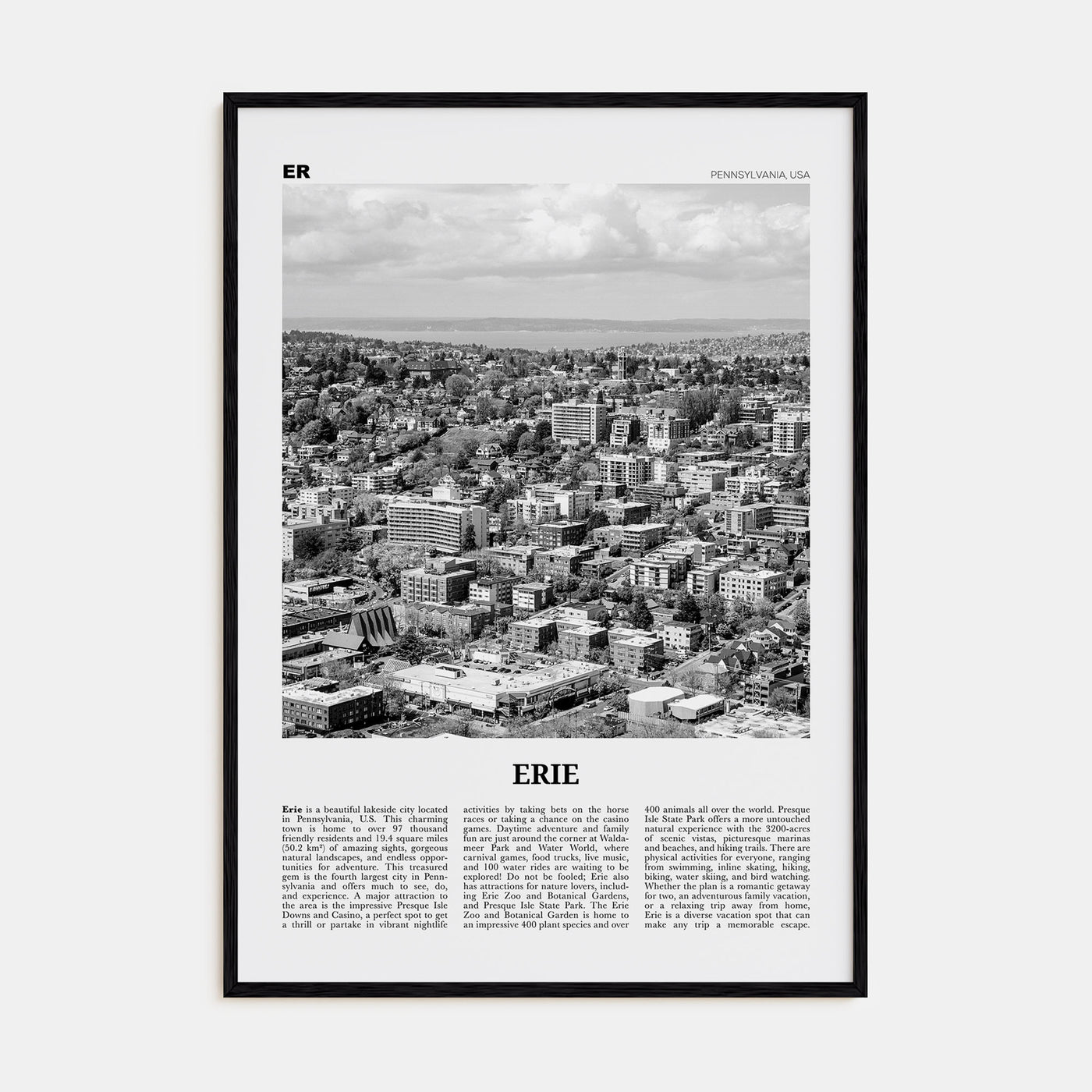 Erie Travel B&W Poster