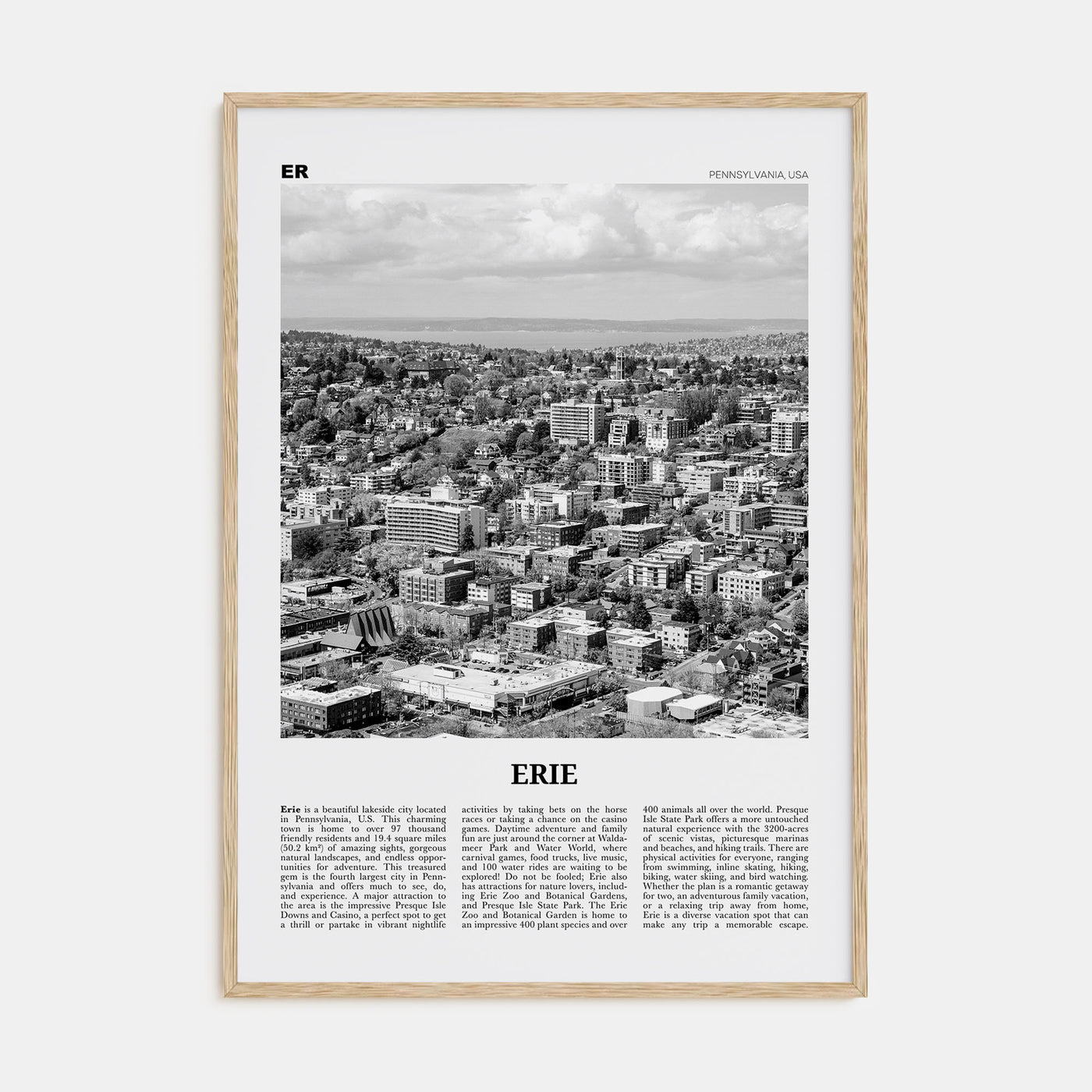 Erie Travel B&W Poster